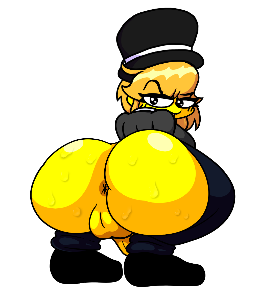 1futa :p anus back back_view backsack balls blonde_hair blush blush_lines bottom_heavy bottomless clothed clothing deema_(oc) dickgirl edit friday_night_funkin futa_only futa_sans_pussy futanari huge_ass humanoid joelbrunox5 kneeling looking_back partially_clothed penis seductive_look shoes solo squatting suit sweat tagme third-party_edit tongue_out top_hat transparent_background yellow_body yellow_skin