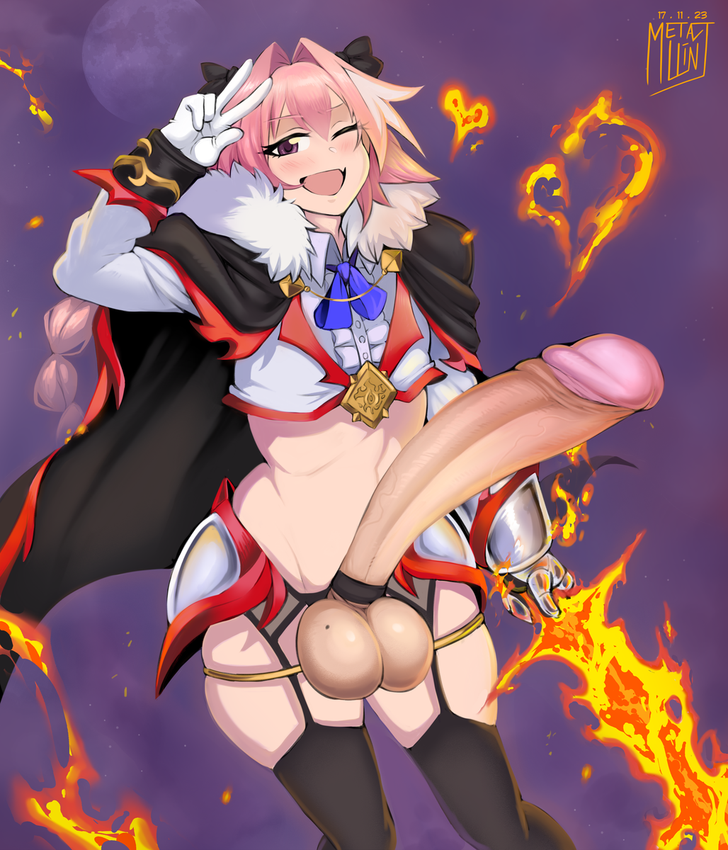 astolfo_(fate) fate_(series) femboy femboy_only huge_cock hung_femboy hung_trap metalling solo_femboy tagme