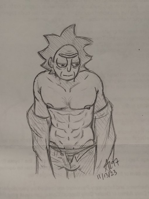 abs adult_swim fuck_me_eyes looking_down muscles muscular_male old_man pants_unzipped rick_and_morty rick_sanchez smile smiling solo strip_tease tagme tagme_(artist) underwear underwear_exposed undressing