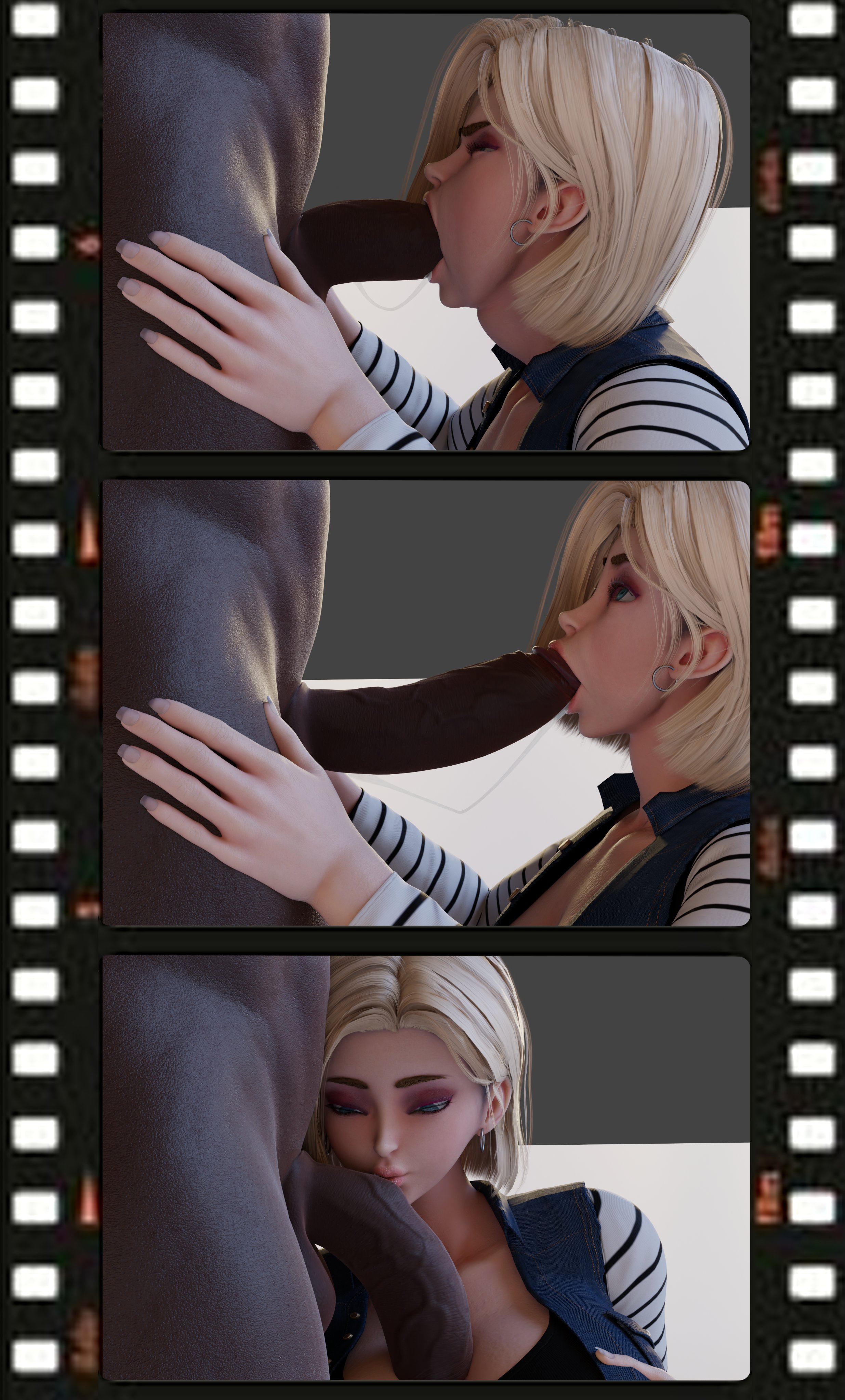 3d, android 18, blowjob, cuckold, dark skin, dark-skinned male, dragon ball, dragon ball super, dragon ball z, interracial, nap´sart, netorare, ntr