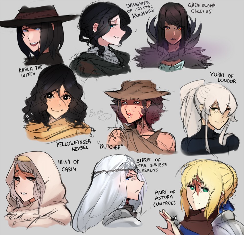 6+girls 9girls anri_of_astora blonde_hair dark_hair dark_souls dark_souls_3 daughter_of_crystal_kriemhild female female_only fromsoftware irina_of_carim karla_the_witch multiple_girls scas sirris_of_the_sunless_realms white_hair yellowfinger_heysel yuria_of_londor