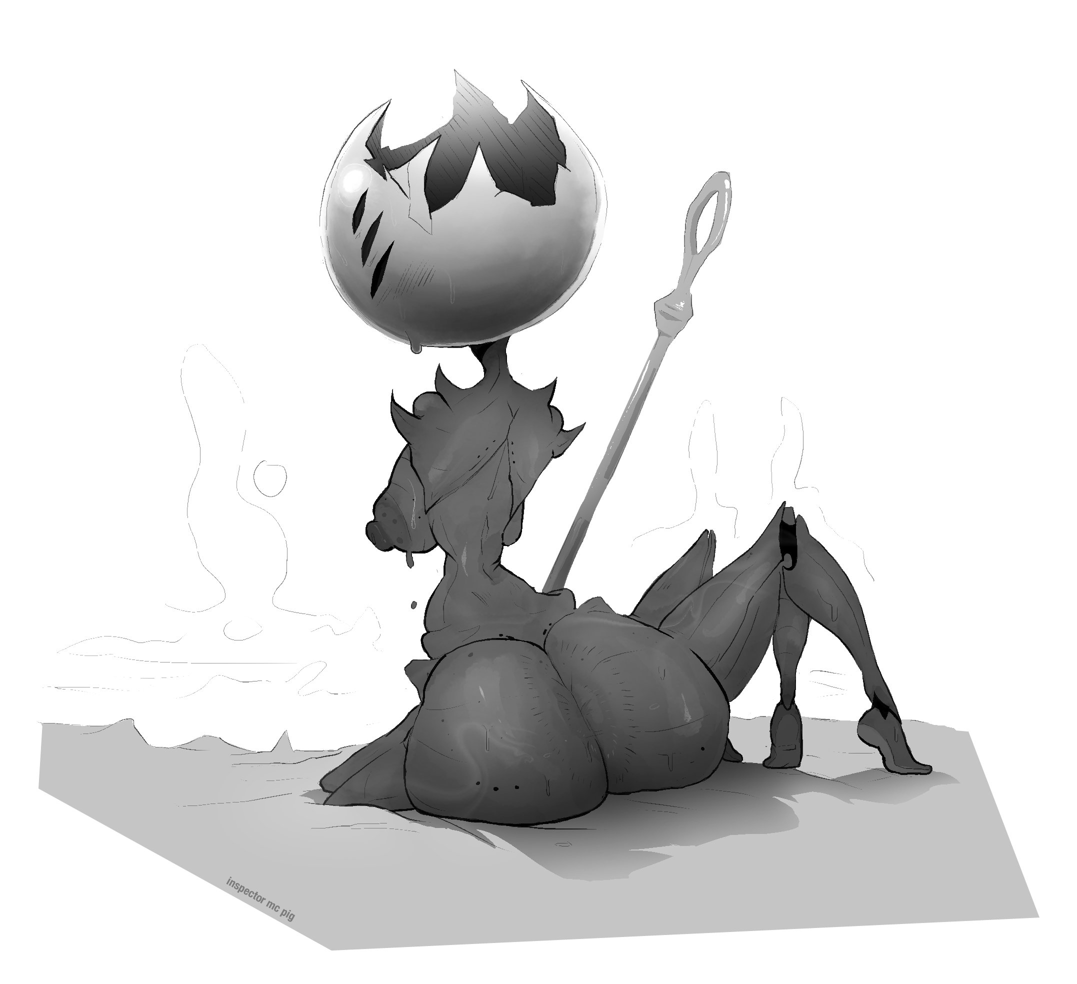 1girls, 2025, anthro, ass, backboob, big ass, big breasts, breasts, female, first sinner (hollow knight), from behind, hi res, hollow knight, hollow knight: silksong, hot spring, huge ass, inspectormcpig, looking back, multi eye, multi limb, silksong, sitting, spider, spider girl, steam, sweat, sweatdrop