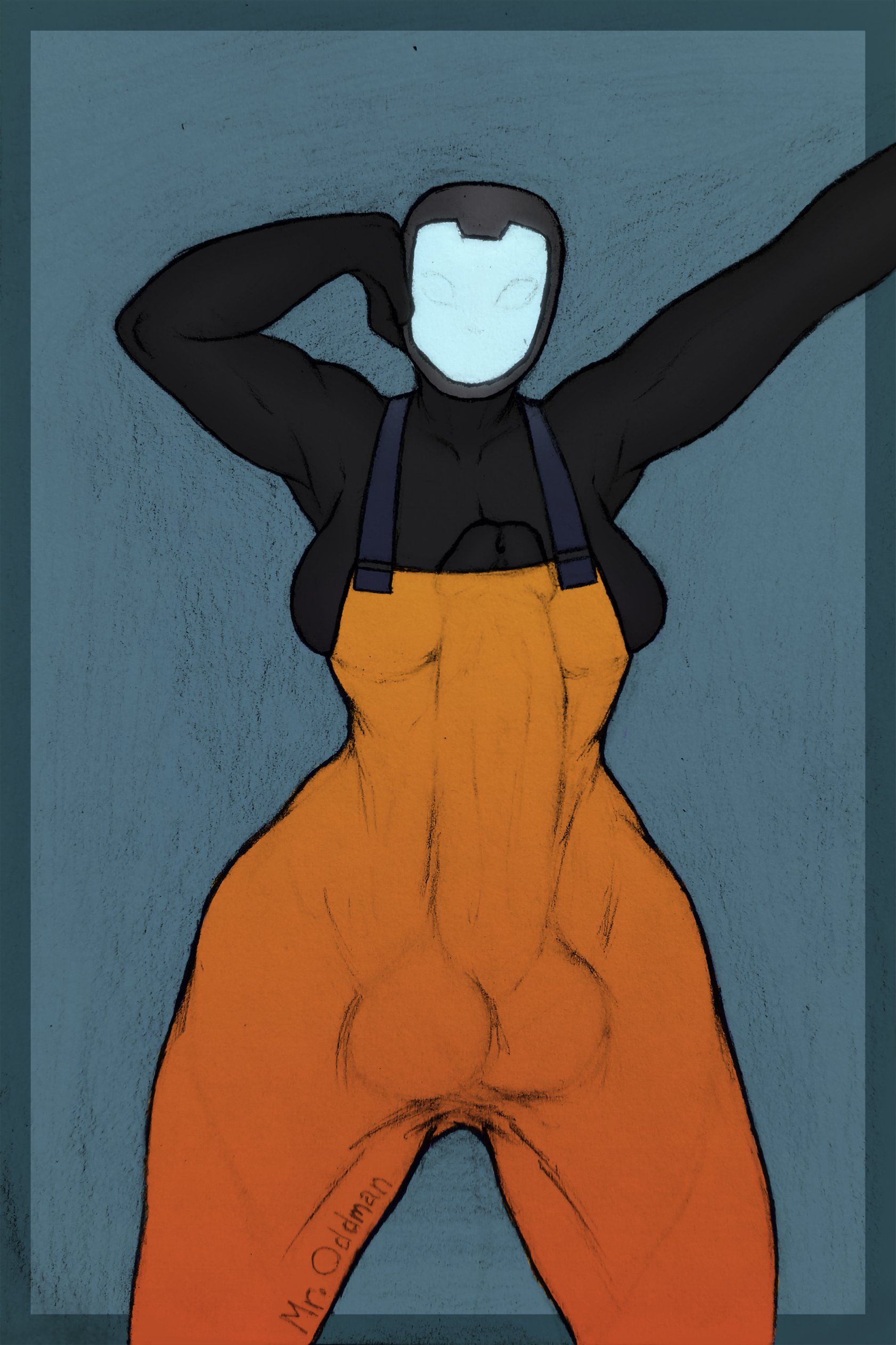 1futa, autopaizuri, autopaizuri under clothes, balls, big balls, big breasts, bodysuit, breasts, clothed, clothing, dickgirl, erection under clothes, fully clothed, futa only, futanari, huge balls, huge cock, huge penis, intersex, loader (risk of rain), mask, mr oddman, muscular, muscular futa, overalls, penis, risk of rain, risk of rain 2, solo, solo futa, standing, suit, tight clothing