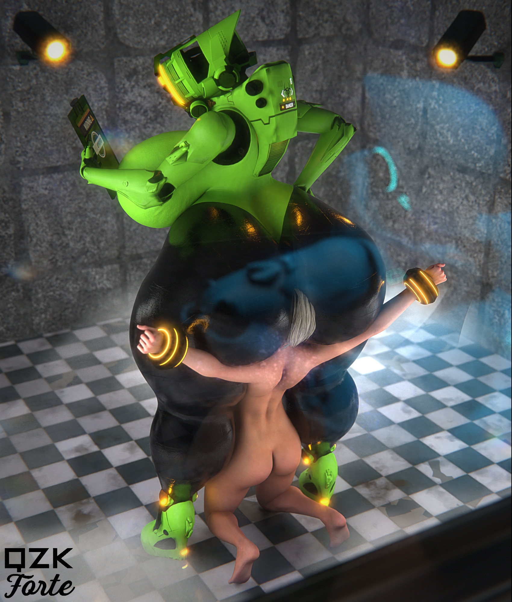 2girls, big ass, big breasts, breasts, bubble butt, cleavage, cuff (restraint), facesitting, female, femdom, femsub, giantess, haydee, haydee (game), huge ass, huge breasts, human, interrogation, large female, larger female, mini giantess, qzk forte, smaller female, tagme, thick thighs, wide hips