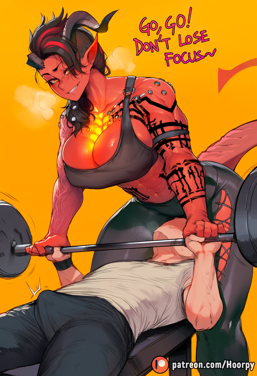 1boy, 1girls, abs, ai generated, aroused, aroused face, athletic, athletic female, baldur's gate 3, big ass, big breasts, big butt, big thighs, black hair, blush, boner, boner in pants, breasts, broken horn, bulge, bulge through clothing, bulge under clothes, caption, comic, comic page, comics, curvy, curvy body, curvy female, curvy figure, cute, cute face, demon, demon girl, demon horns, demon humanoid, demon tail, demoness, dominant, dominant female, domination, dumbbell, dungeons and dragons, embarrassed, english, english text, female, female dominating male, female domination, female/male, fitness, forgotten realms, gym, gym clothes, gym uniform, hoorpy, hourglass figure, humanoid, karlach, male, male/female, muscular, muscular female, patreon, patreon logo, patreon username, petite, petite body, petite breasts, petite female, pussy, pussy on face, red body, red eyes, red skin, sexy, sexy body, sexy pose, shaking, shy, shy male, sitting on face, sport, sports bra, story, submissive, submissive human, submissive male, talking, text, thick thighs, thighs, tiefling, tiefling girl, train, trainer, training, trembling, voluptuous, voluptuous female