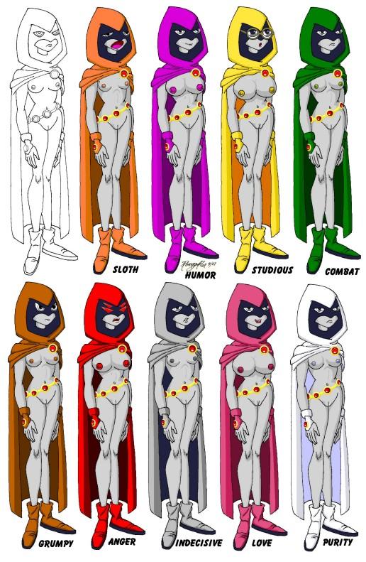 belt casual clothing dc dc_comics dcau emoticlone exposed_torso female footwear handwear human outerwear pale_skin rachel_roth raven's_emotions raven_(dc) roonghler straight_hair teen_titans