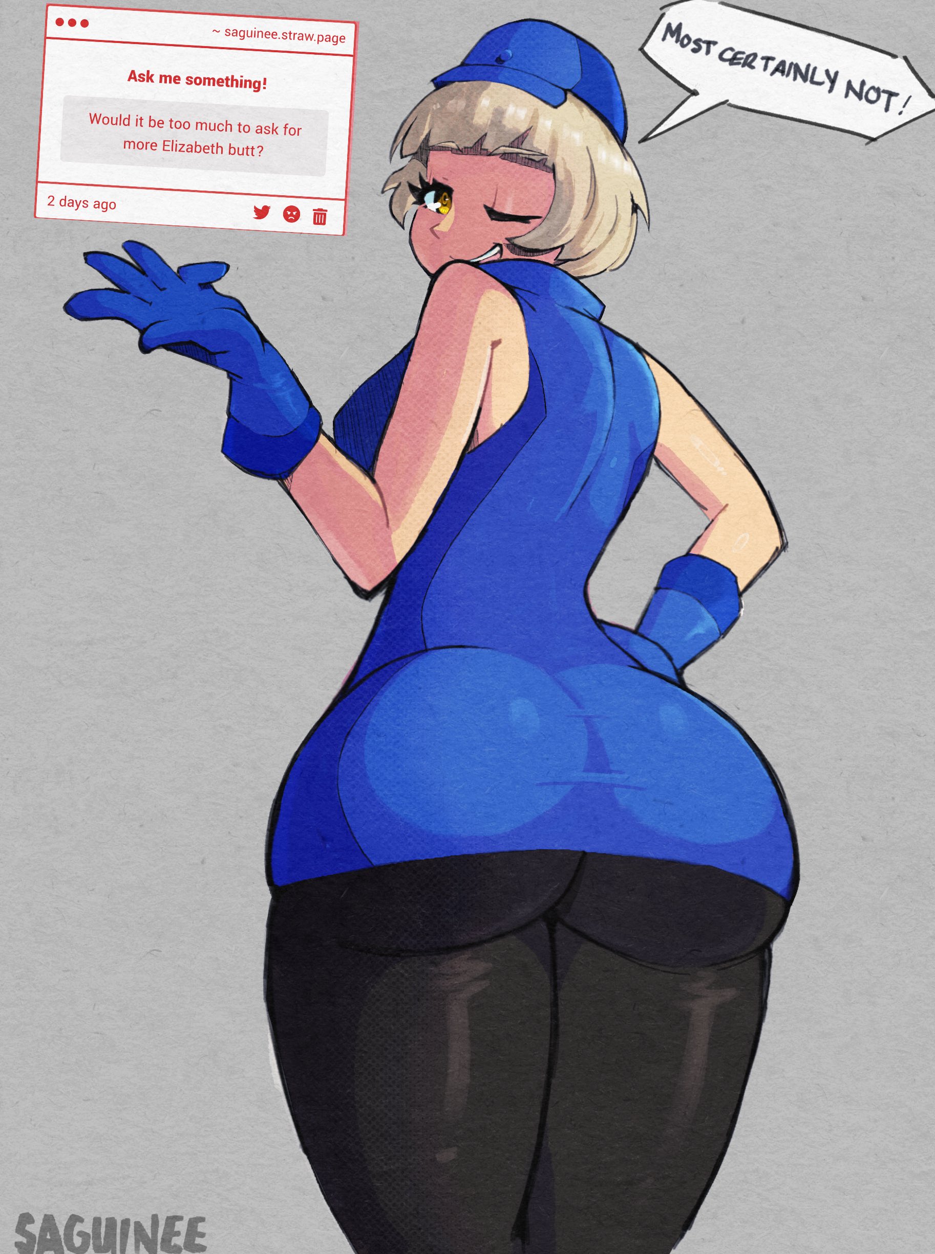 bubble butt, elizabeth (persona), looking back, persona, persona 3, saguinee