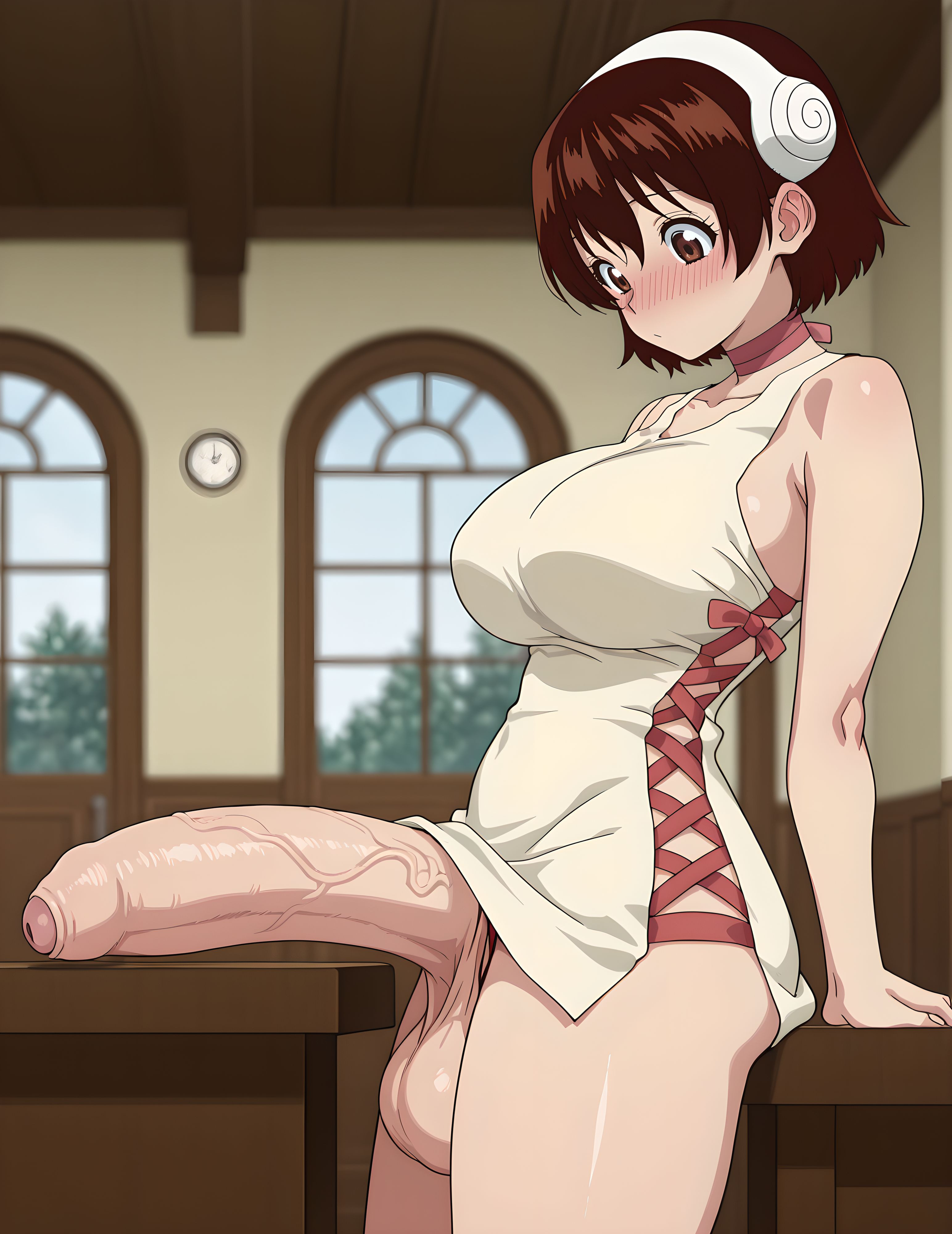 ai generated, dr.stone, futanari, grapesss, human, intersex, light-skinned futa, male, male only, ogawa yuzuriha, short hair, shounen jump