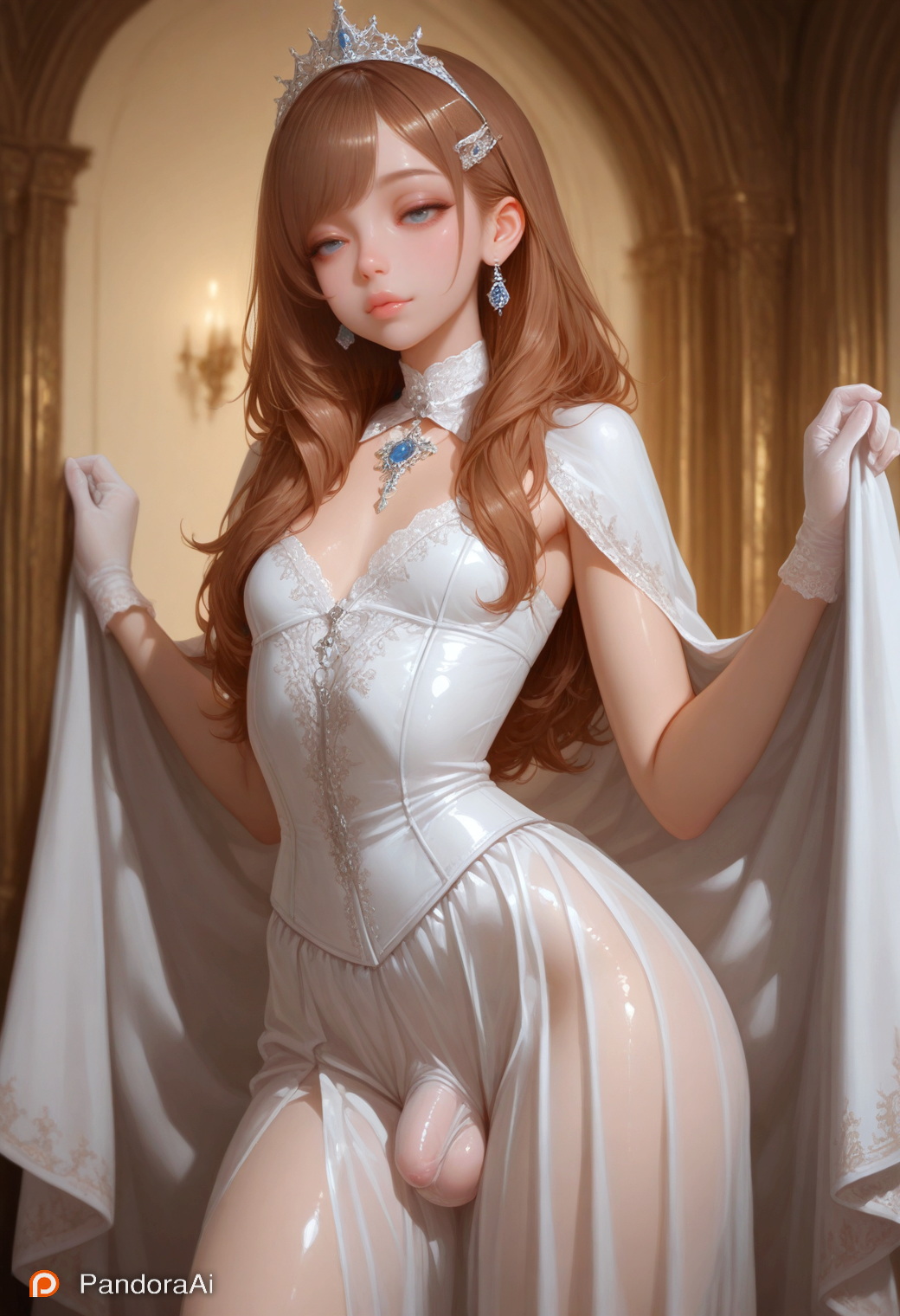 1boy, 1femboy, ai generated, artist name, artist upload, balls, balls bulge, big balls, big hips, big thighs, boy, breasts, brown hair, brush, cock, corset, crown, curvy, curvy body, curvy figure, curvy hips, curvy thighs, cute, cute expression, cute eyes, cute face, cute male, dress, elegant, eyebrows, eyeshadow, femboy, femboy focus, femboy only, feminine male, flaccid, flaccid penis, flat chest, flat chested, gem, gloves, hair, hair ornament, half naked, half-closed eyes, half-dressed, hi res, hips, huge balls, huge hips, huge thighs, jewelry, lingerie, lips, lipstick, long dress, long skirt, magic, makeup, male, male only, more at source, no panties, pale, pale body, pale skin, pale-skinned femboy, pale-skinned male, pandora, patreon, penis, penis bulge, princess, puffy lips, robe, seductive, seductive eyes, seductive look, seductive pose, sexy, sexy body, sexy clothing, sexy pose, skinny, skinny waist, skirt, slim waist, small breasts, smooth balls, smooth skin, soft lighting, standing, tagme, testicles, thick hips, thick thighs, tiara, tiny breasts, tiny penis, tiny waist, trap, white skin