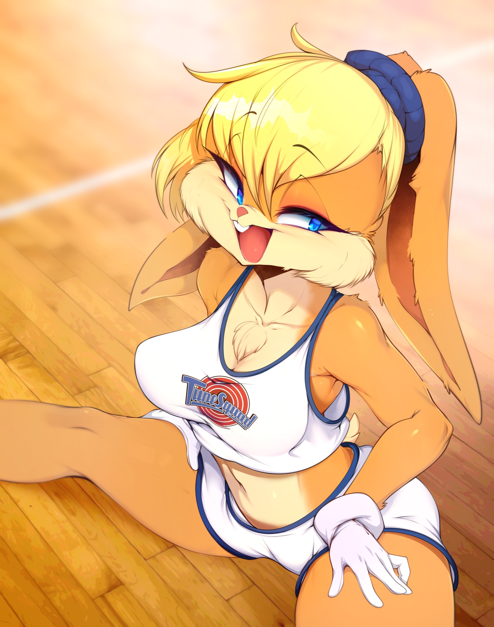 1girls, anthro, big breasts, breasts, cleavage, female, female only, furry, large breasts, lola bunny, looney tunes, slugbox, solo, space jam