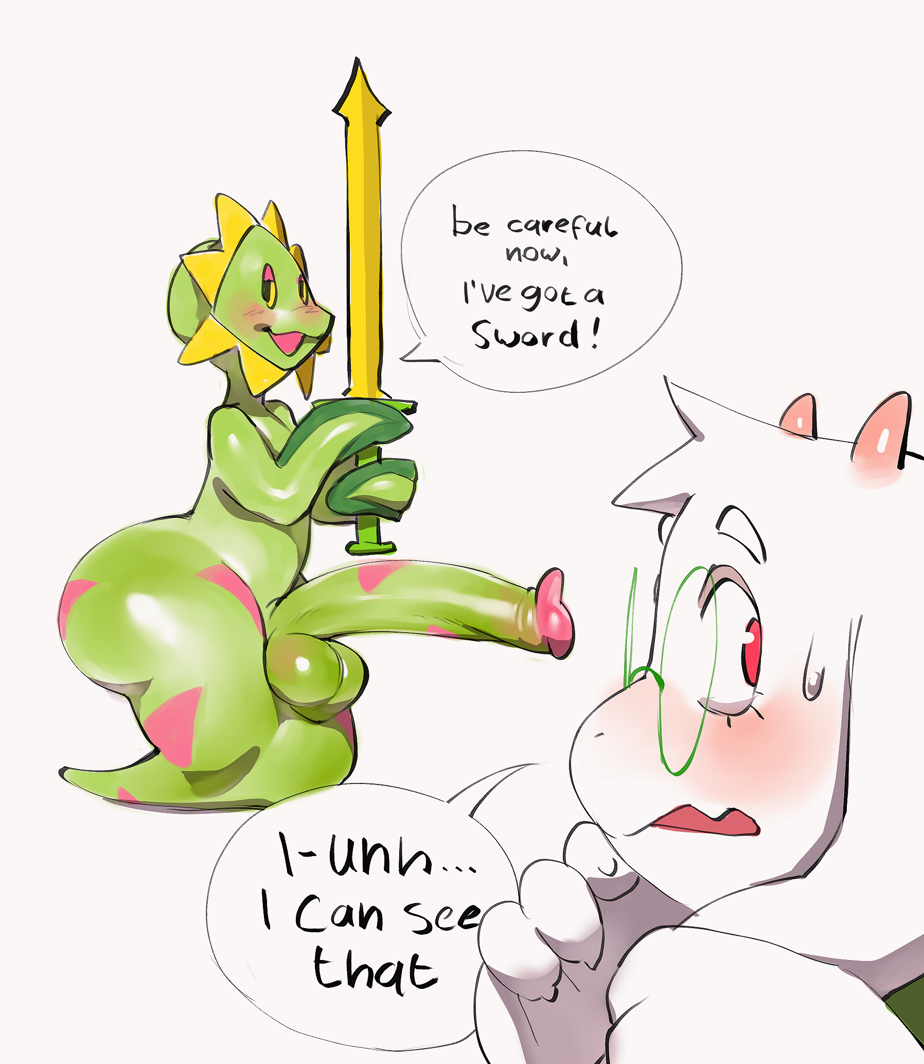 big ass, big penis, blushing, darkner, deltarune, deltarune chapter 5, embarrassed, erection, femboy, floradinn, goat, hung femboy, hung trap, kinkykong, male, male only, plant, ralsei, thick thighs, undertale (series)