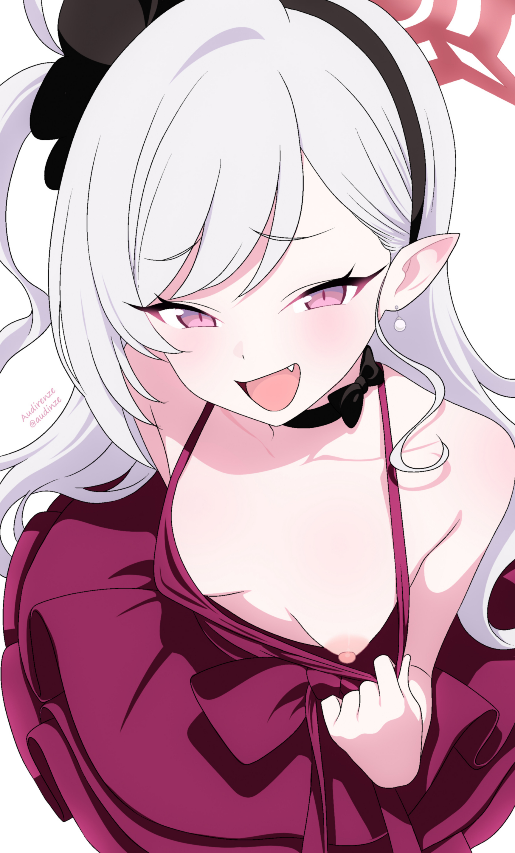 1girls, areola, areolae, audirenze, blue archive, breasts, female, female focus, light skin, light-skinned female, mutsuki (blue archive), mutsuki (dress) (blue archive), nipples