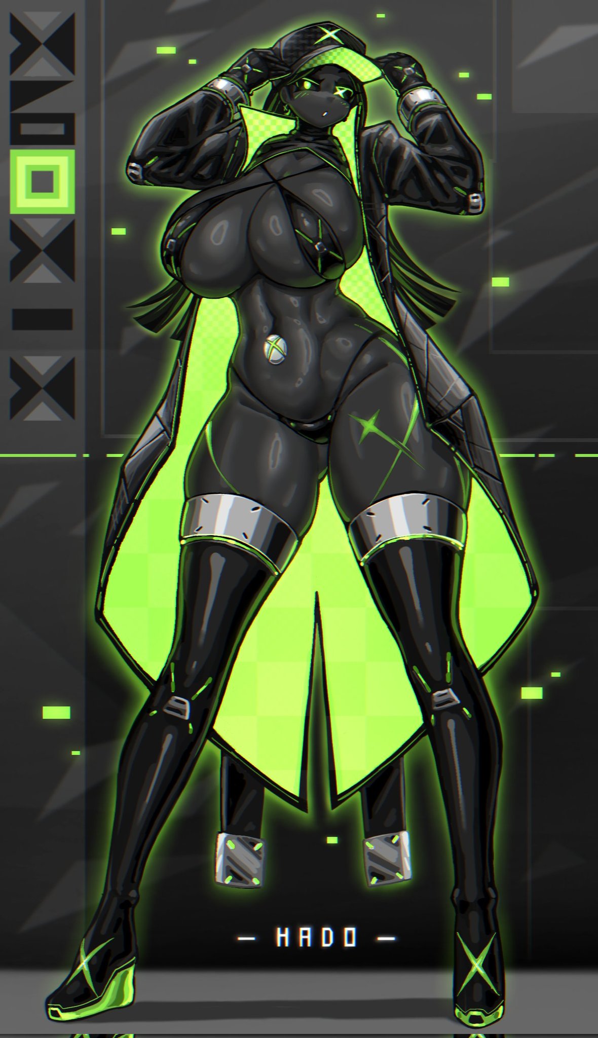 1girls, 2d, bikini, blush, breasts, female only, green eyes, hat, hips, huge breasts, large breasts, looking at viewer, micro bikini, microsoft, navel, nipples, thick thighs, thighhighs, thighs, xbox, xbox series x-tan, zzzhodazzz