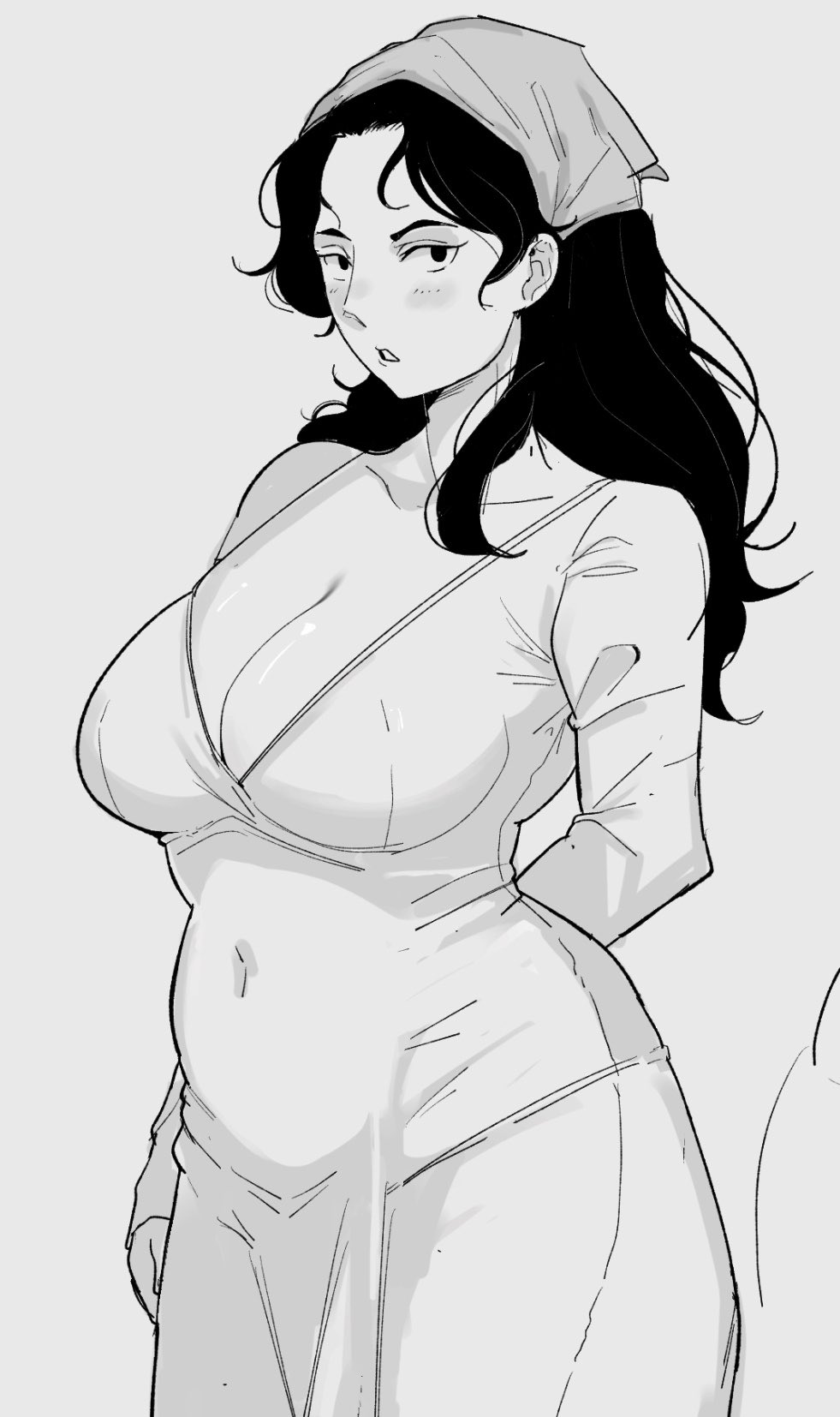 1girls, beautiful, beautiful girl, belly, belly button visible through clothing, big breasts, big naturals, black and white, black hair, blush, boobs, breast focus, breasts, child bearing hips, cleavage, clothing, dress, effortlessly beautiful, female, female only, fertile, headwear, huge breasts, large breasts, legs together, looking at viewer, medieval, messy hair, monochrome, natural breasts, open mouth, out de , peasant, peasant woman, slightly chubby, slightly chubby female, solo, solo female, thick, thick thighs, tight clothes, tight clothing, tight dress, tits, voluptuous, voluptuous female, wide hips