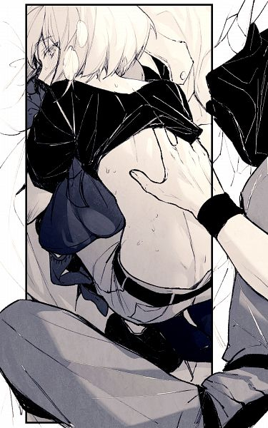 1femboy, 2boys, 2d, 2d (artwork), androgynous, blush, blushing, blushing at viewer, bob cut, embarrassed, femboy, femboy focus, femboysub, feminine faced male, feminine male, galo thymos, gay, imminent sex, lifting shirt, lio fotia, looking at viewer, looking back, monochrome, nervous, nervous sweat, on bed, petite, petite body, petite male, pov, promare, shirt lift, short hair, short male, shy, size difference, slim, slim male, slim waist, solo focus, sweat, sweatdrop, sweating, thin waist, twink, yaoi