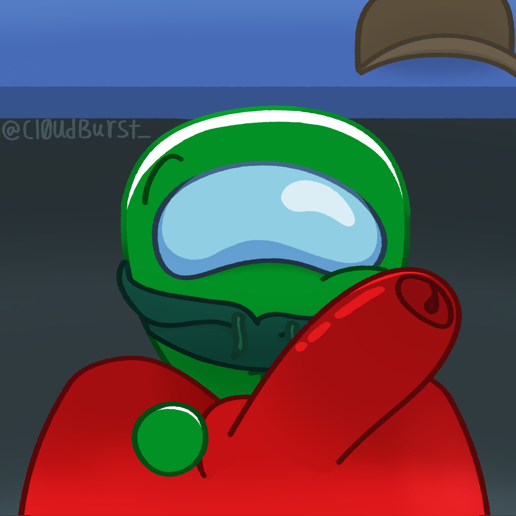 among us, among us (series), cl0udburst , foreskin, green (among us), penis, pov, pov blowjob, red (among us)