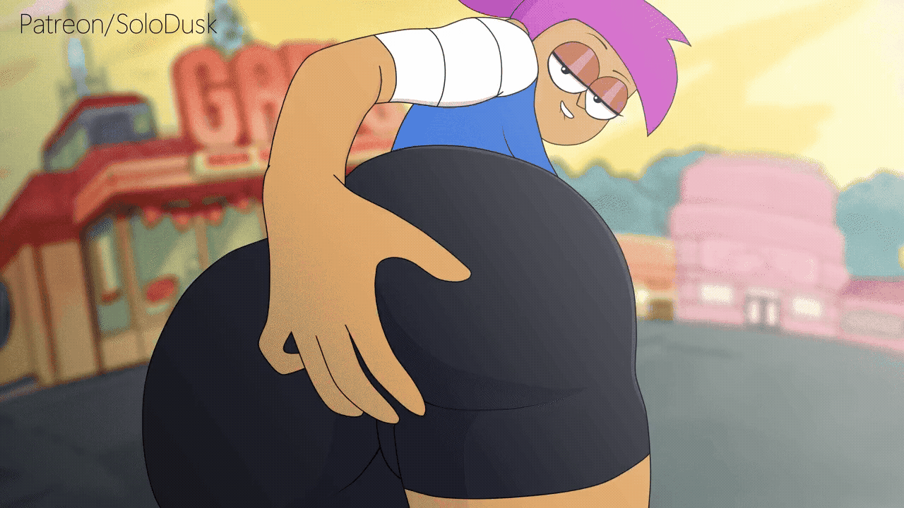 1girls, animated, ass, ass focus, big ass, bike shorts, biting lip, dat ass, enid, ok k.o.! let's be heroes, phat ass, presenting ass, self spanking, solo, solodusk57, spandex, spanked butt, spanking, spanking ass