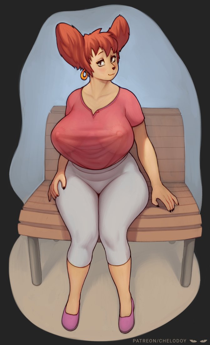 1girls, anthro, areolae, breasts, busty, chelodoy, disney, female, female only, furry, goof troop, huge breasts, looking at viewer, mature, mature female, milf, nipples, peg pete