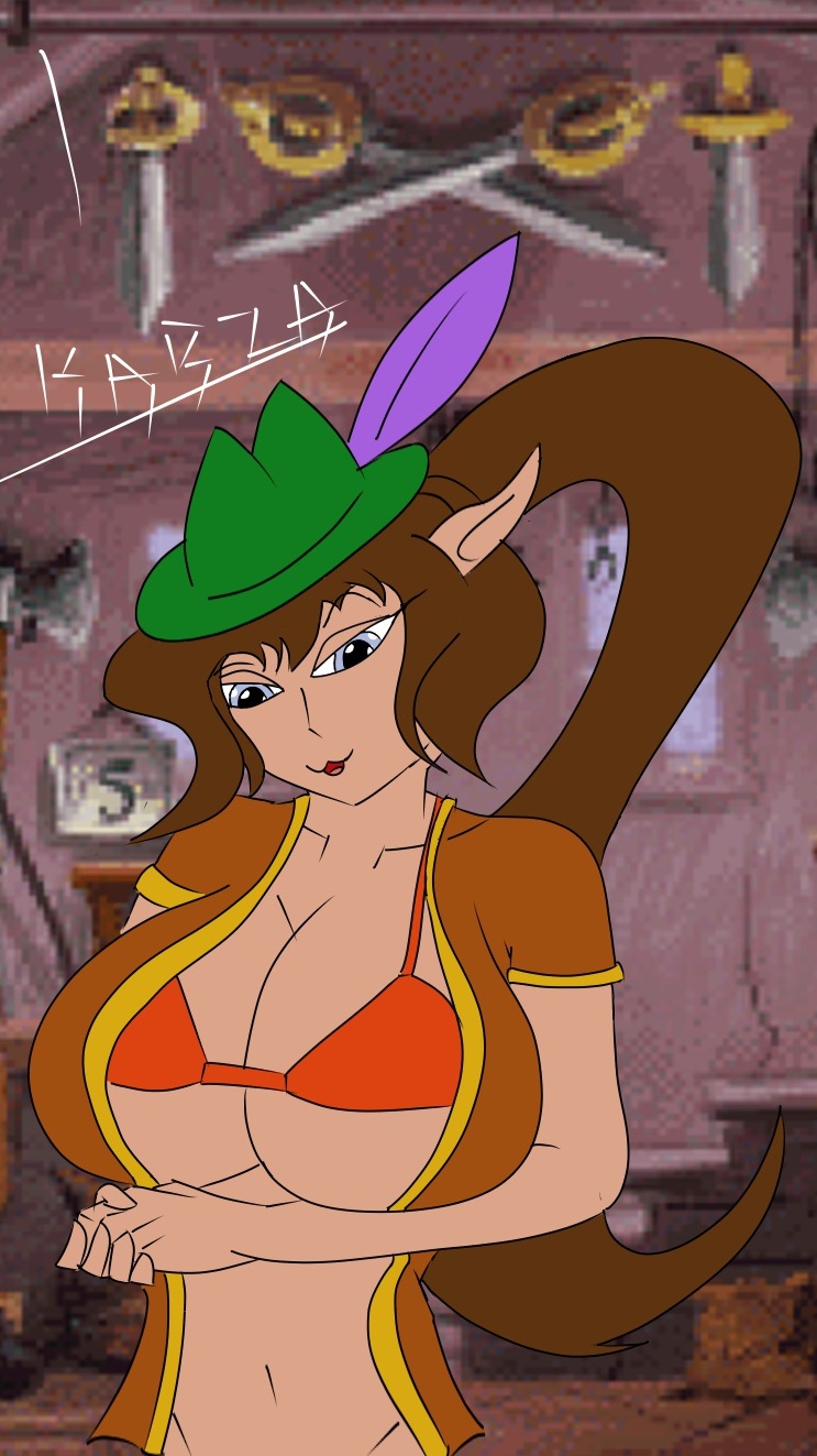 1girls big_breasts breasts brown_hair cd-i cdi faces_of_evil female female_focus female_only genderswap hat large_breasts morshu nintendo ponytail rule_63 seductive_eyes solo solo_female the_legend_of_zelda the_legend_of_zelda_(cd-i)