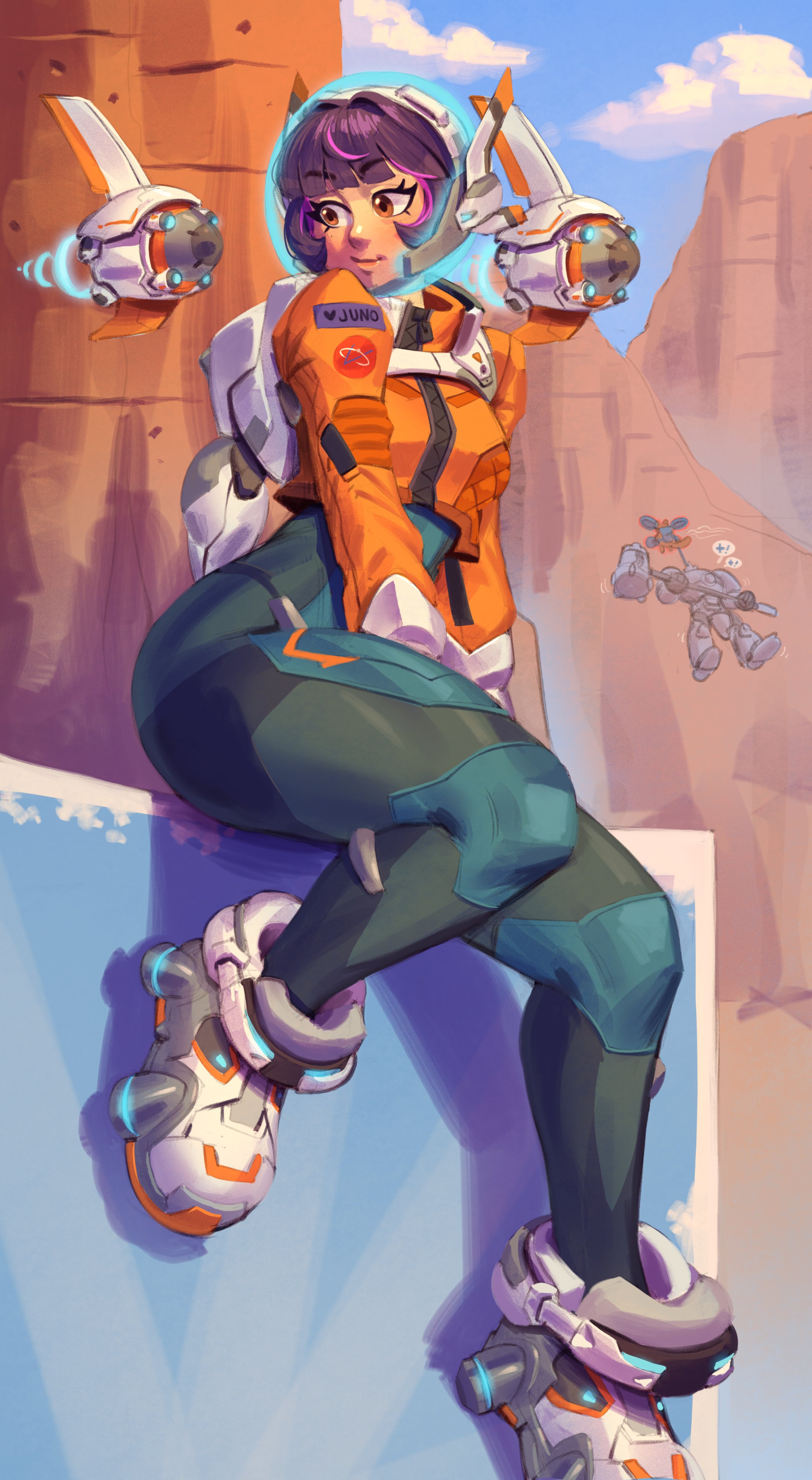 1girls, 2d, 2others, athletic female, background characters, big ass, child bearing hips, curvy figure, female focus, fika (overwatch), juno (overwatch), not porn, ocorvo r, overwatch, reinhardt, sfw, thick thighs, voluptuous body, voluptuous female
