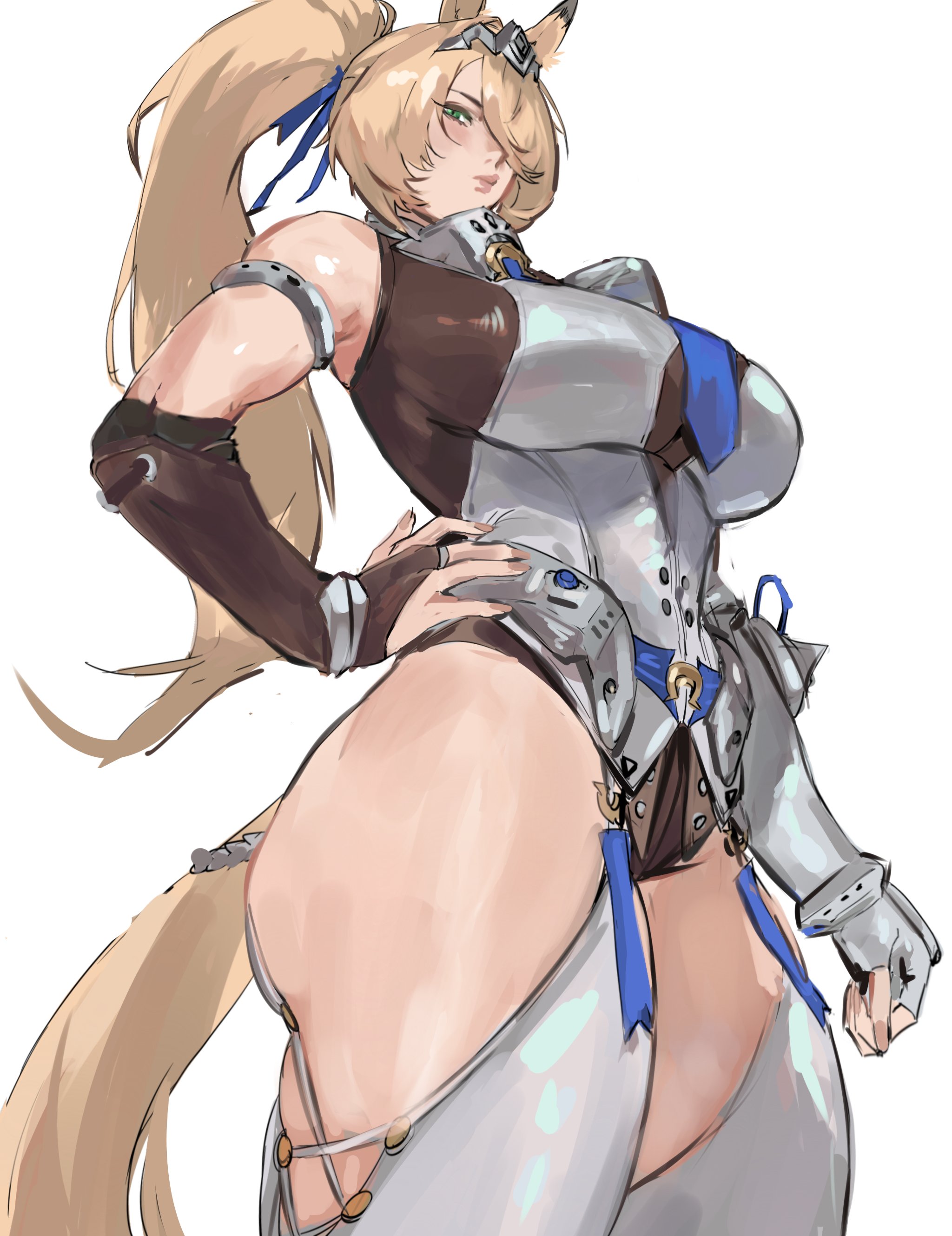 1girls, ass, big breasts, breasts, enargeia, enargeia5525, highres, huge breasts, large breasts, light skin, light-skinned female, looking at viewer, sigrid (zenless zone zero), sigrid de l'azur, solo, taiyang yu, thick thighs, thighhighs, thighs, wide hips, zenless zone zero