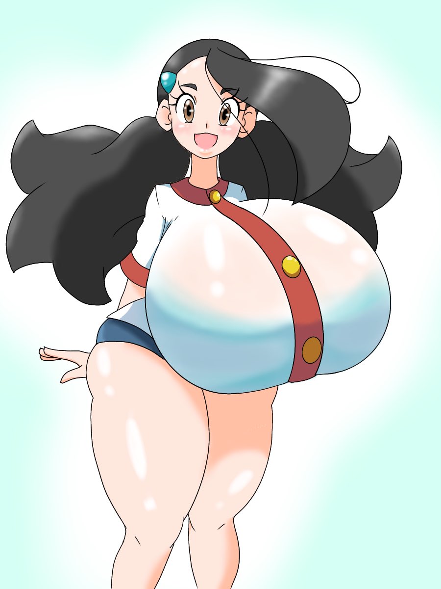 1girls alternate_breast_size alternate_hairstyle big_breasts black_hair blush breasts brown_eyes candice_(pokemon) clothed clothed_female cosplay eye_contact eyebrows_visible_through_hair eyelashes female female_only gym_leader gym_leader_(cosplay) huge_breasts human human_only long_hair looking_at_viewer nintendo nuruudon open_mouth pale-skinned_female pale_skin pokemon pokemon_dppt pokemon_gsc shirt shorts solo solo_female standing thick_thighs twintails voluptuous white_shirt whitney_(pokemon) wide_hips