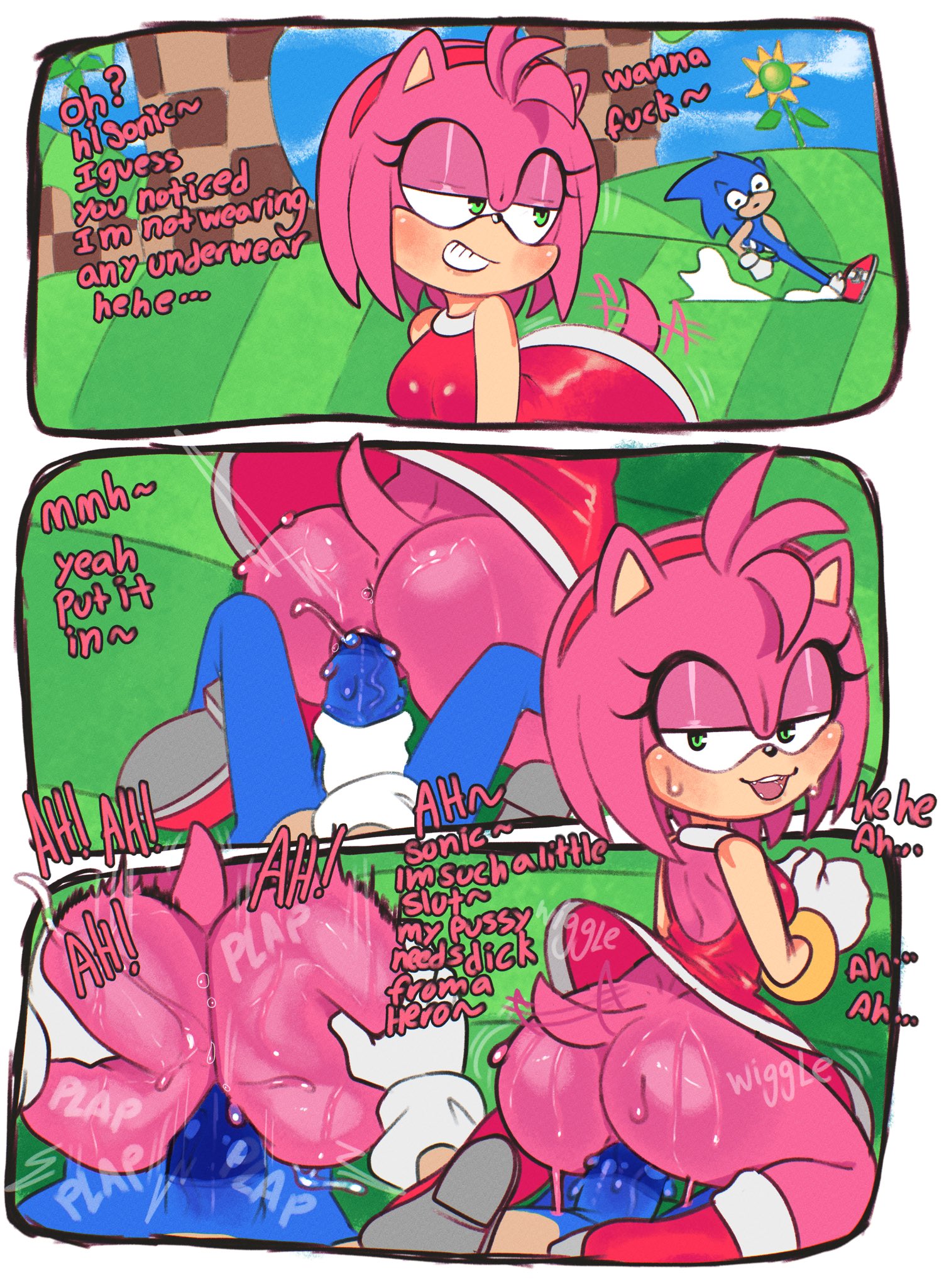 amy rose, anthro, anthro on anthro, anthro penetrated, anthro penetrating, anthro penetrating anthro, bottomless, meweeze, no panties, sega, sonic (series), sonic the hedgehog, sonic the hedgehog (series), tagme