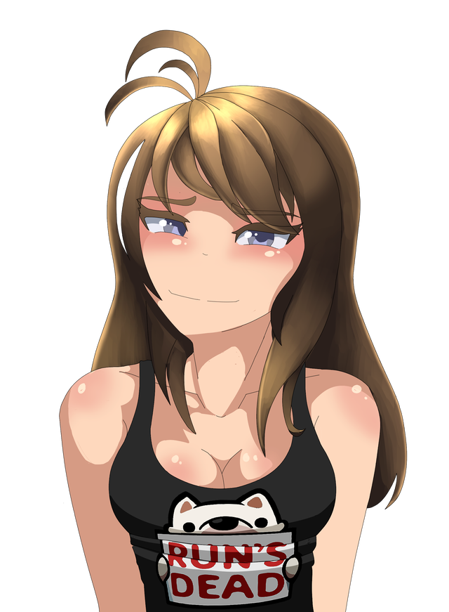 1girls big_breasts black_tank_top blue_eyes breasts brown_hair cleavage darkviperau deitachan-art female female_only large_eyes looking_at_viewer rule_63 speedrunner streamer tank_top transparent_background twitch_thot youtube youtuber