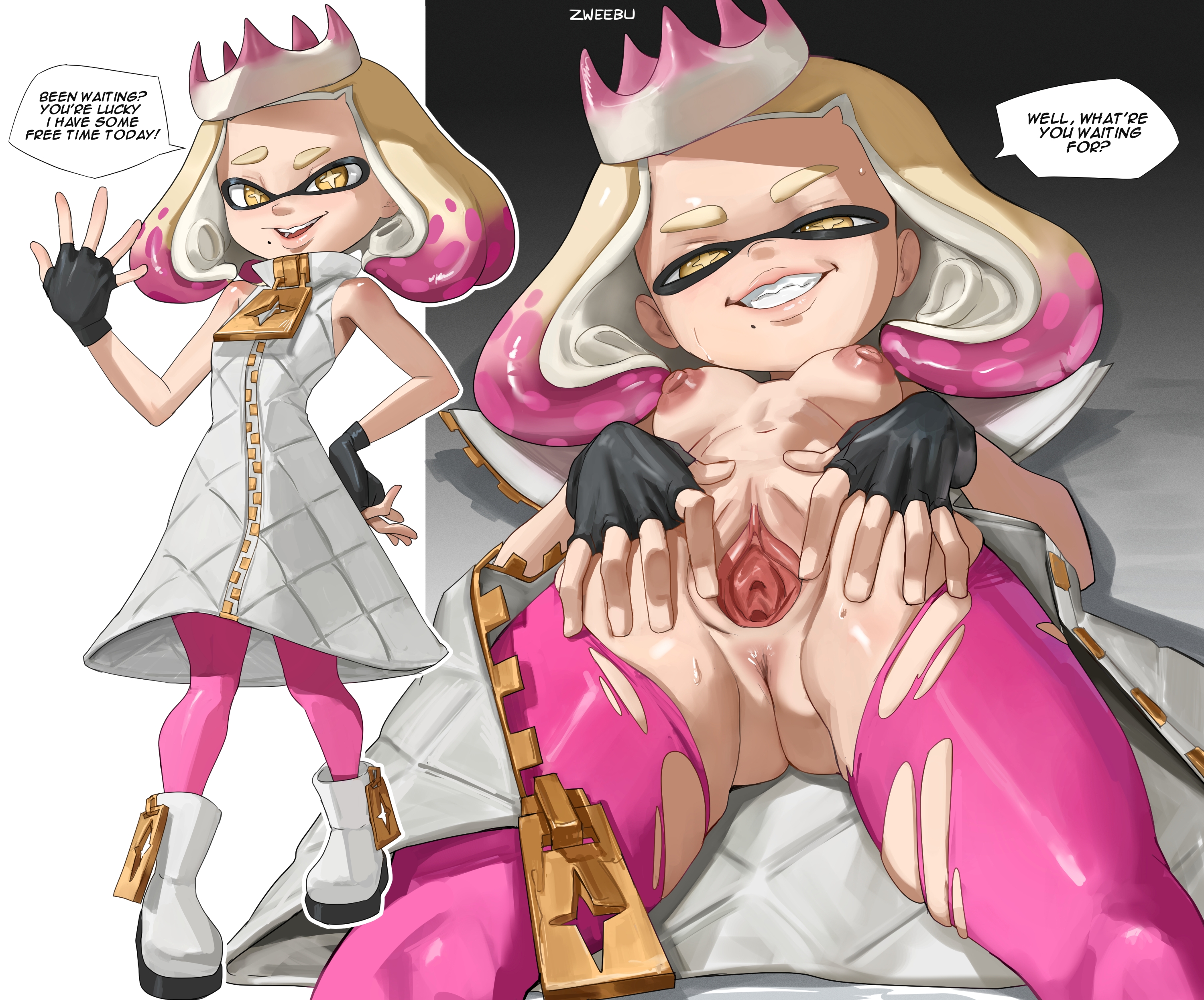 + +, 1girls, artist name, asking for it, asking for sex, beauty mark, big forehead, breasts, cephalopod, cephalopod humanoid, dress, female, female focus, female only, fingerless gloves, forehead, large forehead, looking at viewer, mask (marking), mole, mole under mouth, nintendo, nintendo switch, nipples, open clothes, open dress, open mouth, pearl (splatoon), presenting pussy, pseudo hair, pussy, ripped clothing, ripped leggings, ripped legwear, ripped pants, shirt, shirt lift, shirt only, shirt up, short hair, small breasts, small waist, splatoon, splatoon (series), splatoon 2, spread pussy, squid, standing, symbol-shaped pupils, tentacle, tentacle hair, thick eyebrows, unzipped, unzipped clothing, video game, video game character, video games, zipper, zipper down, zipper pull tab, zweebu