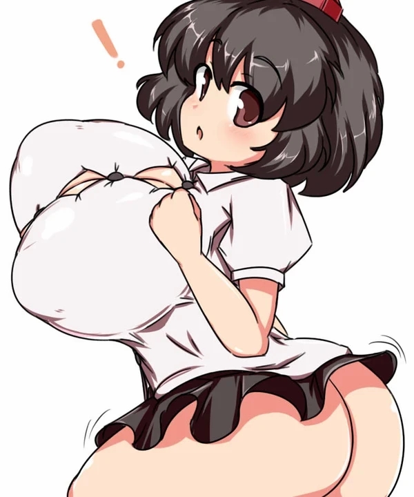 1girls ass big_ass big_breasts black_hair breasts bursting_breasts huge_breasts large_ass large_breasts moyashi_udon shameimaru_aya shirt short_hair short_skirt skirt solo solo_female solo_focus tokin_hat touhou white_shirt