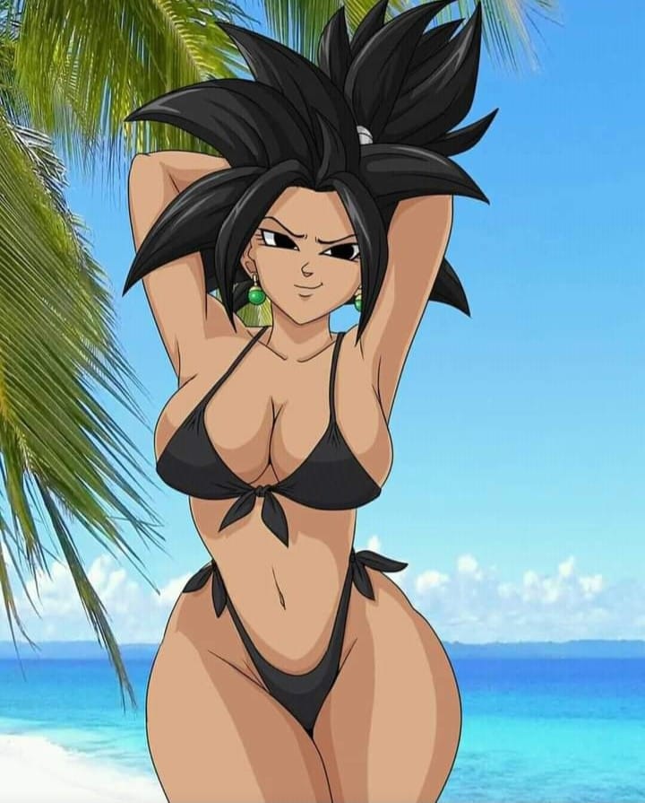 1girls alternate_breast_size beach big_breasts bikini black_hair blinx1287 breasts bronx1287 cleavage dragon_ball dragon_ball_super dragon_ball_z female female_only female_saiyan fusion kefla large_breasts outdoors public saiyan spiky_hair swimsuit tagme thick_thighs