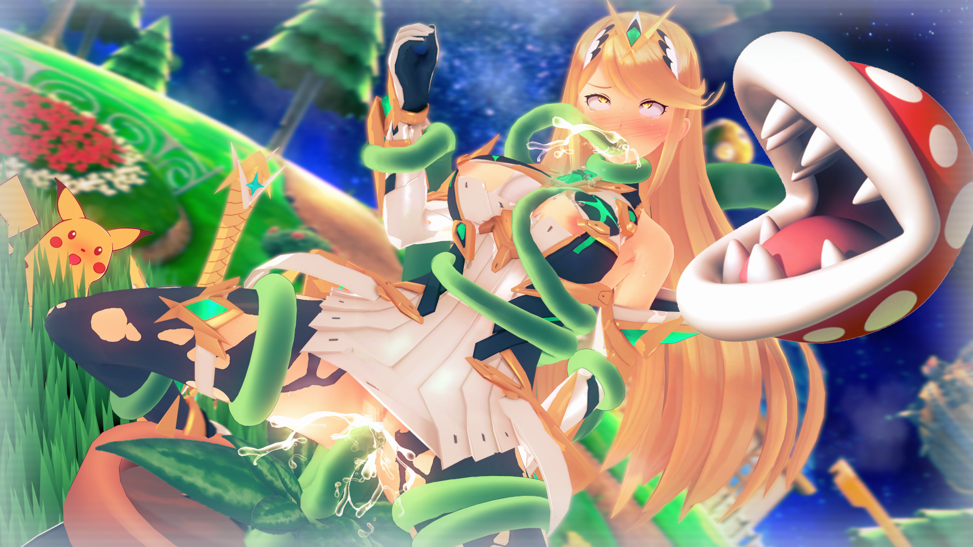3d, ahe gao, bondage, crossover, cum, cum inside, female, helpless, helpless female, interspecies, mario (series), meme, mind break, mind break female, mind breaking, mind broken, mindbreak, mythra, nintendo, pikachu, piranha plant, plant, pokemon, pussy, pussy juice, rape, restrained, ripped clothing, sex, spread legs, super mario galaxy, super smash bros., surprised pikachu, tagme, vines, witchanon, xeno (series), xenoblade (series), xenoblade chronicles 2