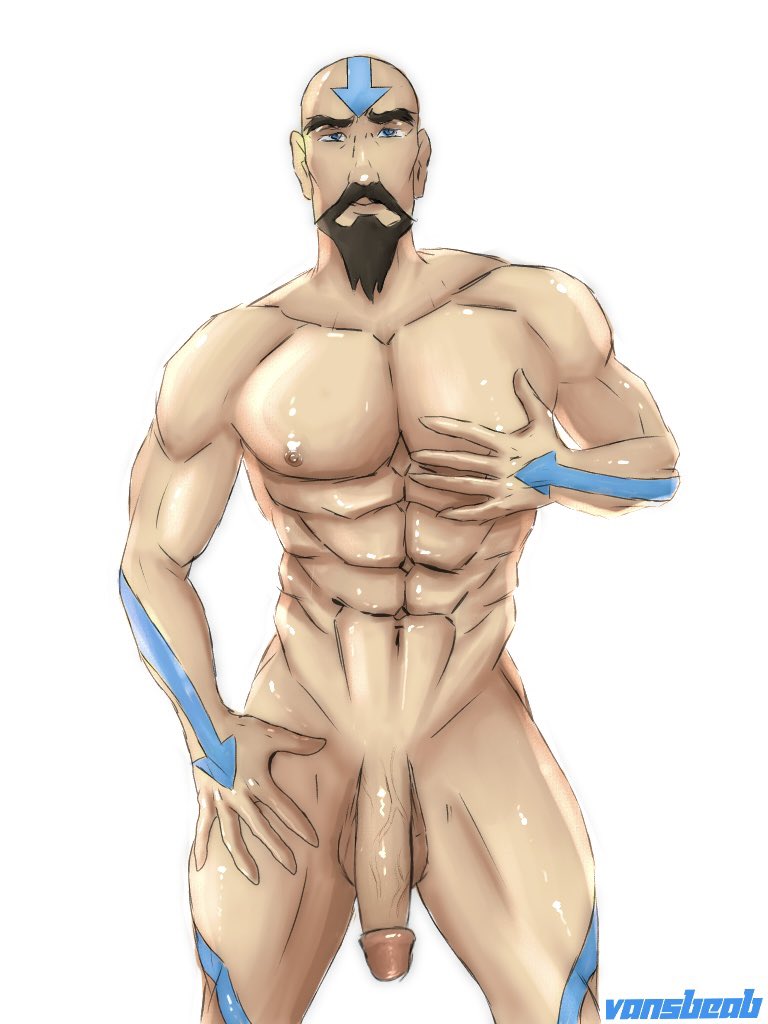 1boy air_nomad airbender_tattoo airbending artist_name avatar_legends bara big_muscles big_penis male male_only muscles muscular muscular_male smooth_skin solo tenzin the_legend_of_korra vansbeab white_background