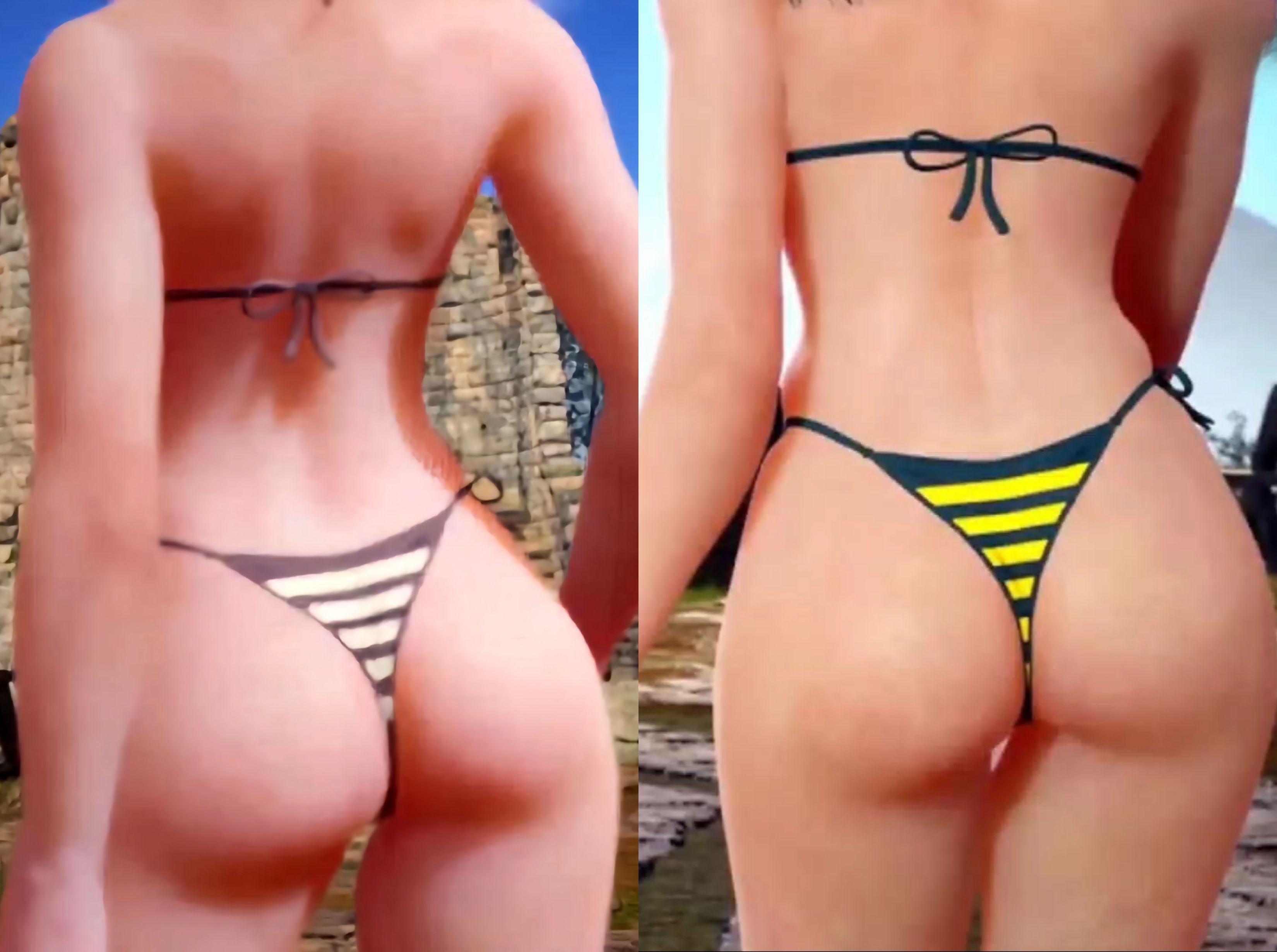 2girls, 3d, ass, big ass, bikini, female, female only, kazama jun, namco, reina mishima, tekken, tekken 2, tekken 8, tekken tag tournament, tekken tag tournament 2