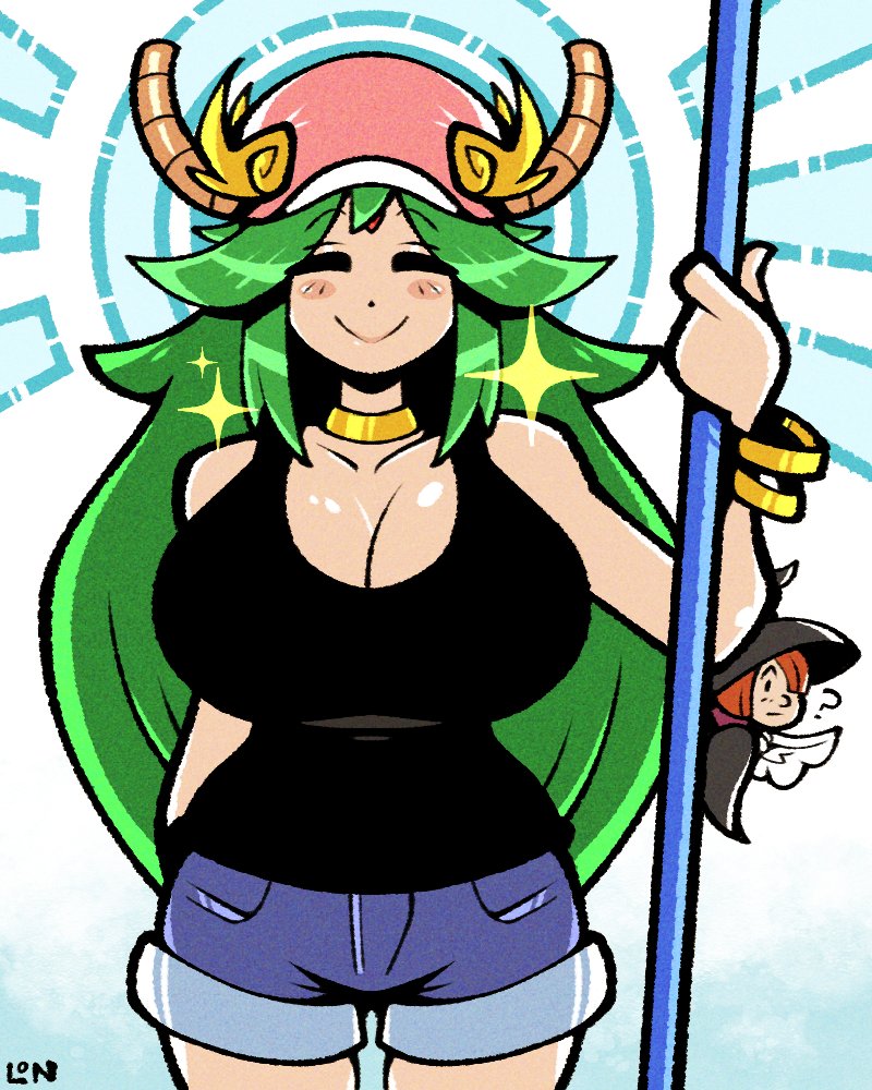 1girls, big breasts, breasts, cosplay, curvy, female, green hair, huge breasts, kid icarus, kid icarus uprising, large breasts, legendofnerd, nintendo, palutena, quetzalcoatl (dragon maid) (cosplay), shorts, solo, thighs, wide hips