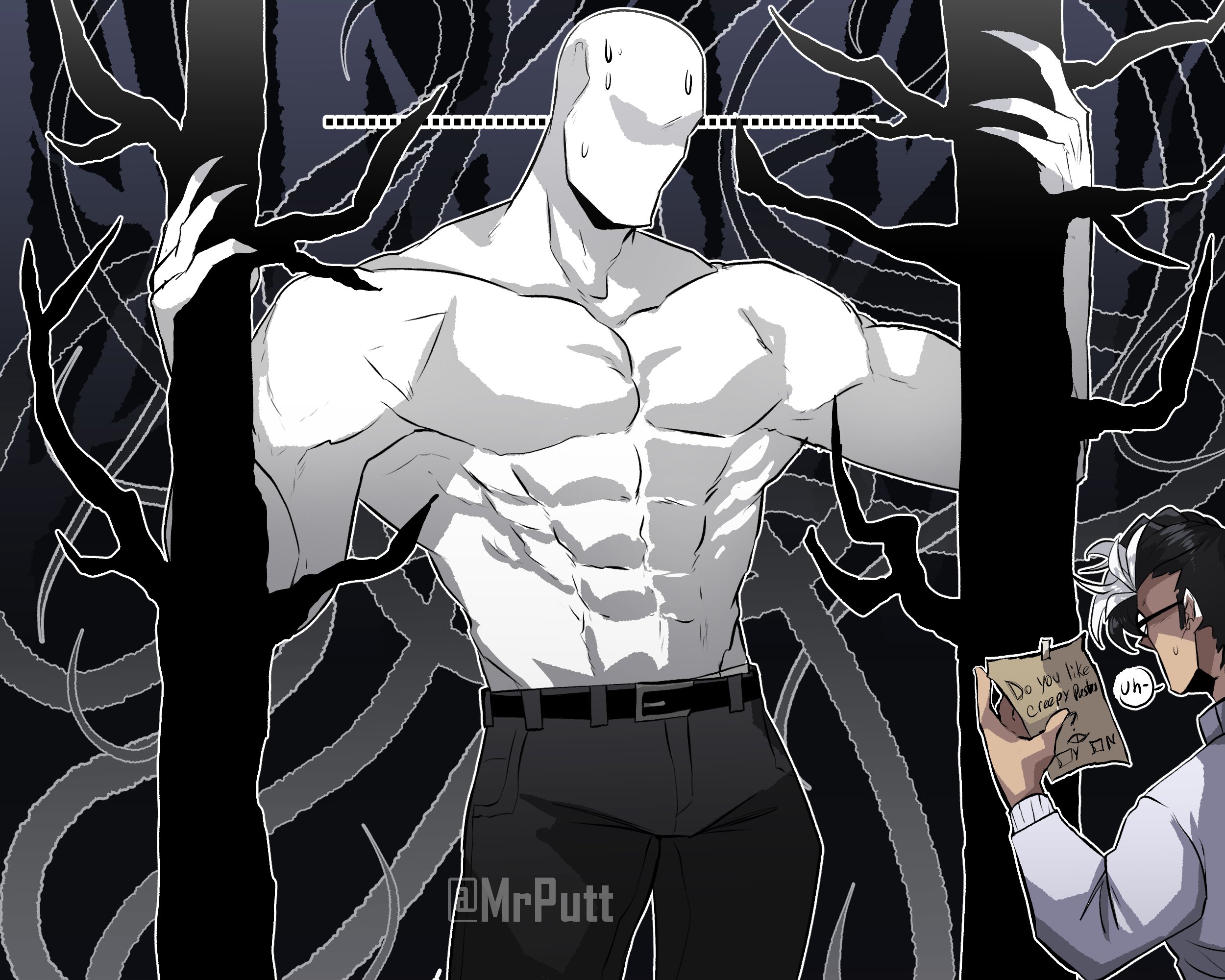 2boys, creepypasta, gay, male, male only, male solo, mrputt, muscular, muscular male, slenderman, solo, solo male, yaoi