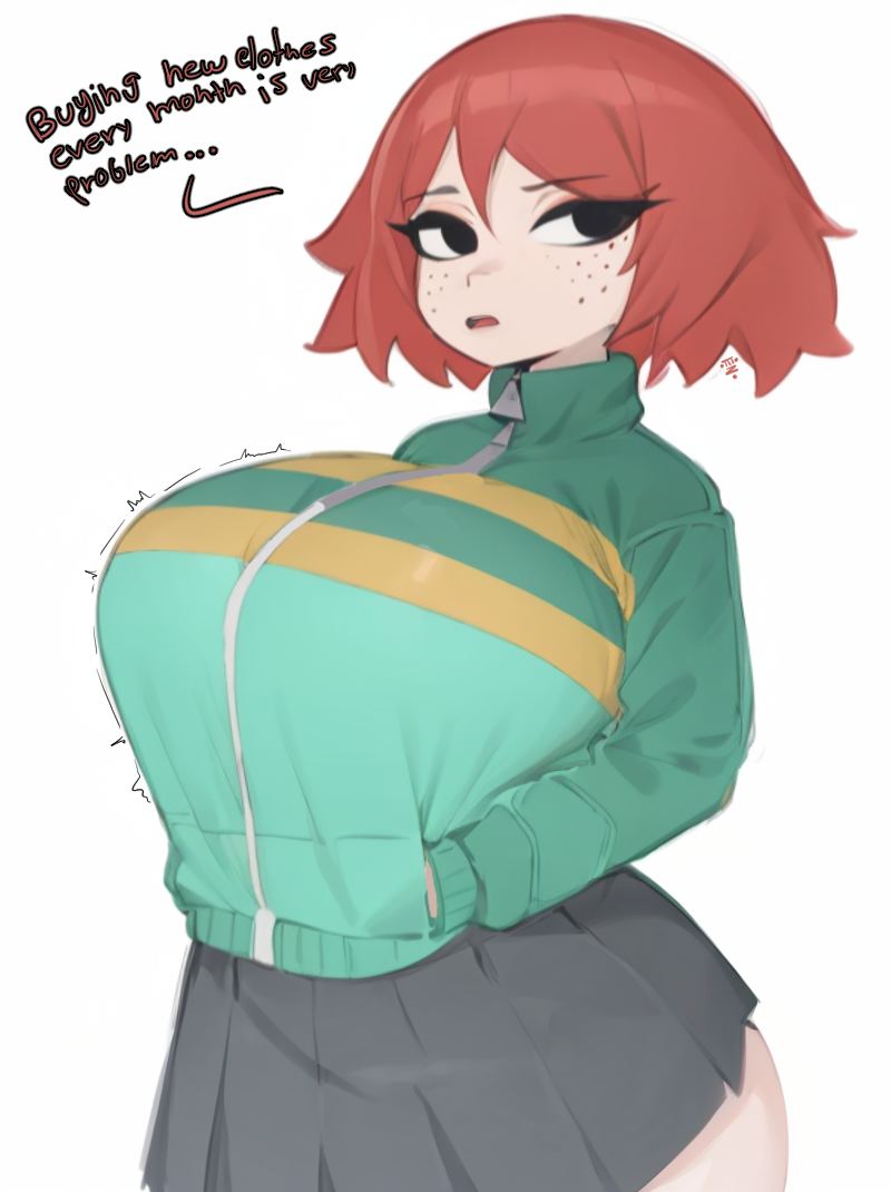 big_breasts black_eyes female female_only freckles huge_breasts jacket kim_pine massive_breasts red_hair scott_pilgrim ttt_ia23