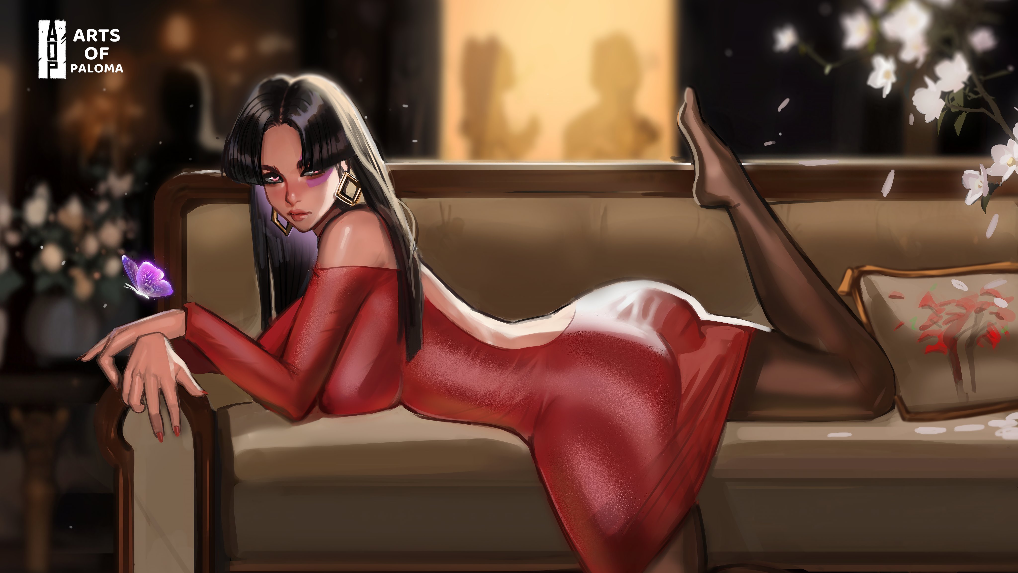 1girls, arts of paloma, ass, big ass, dress, female, female artist, female only, marvel, marvel rivals, psylocke, psylocke (marvel rivals), psylocke (sai) (vengeance), stockings, thick thighs, tight clothing