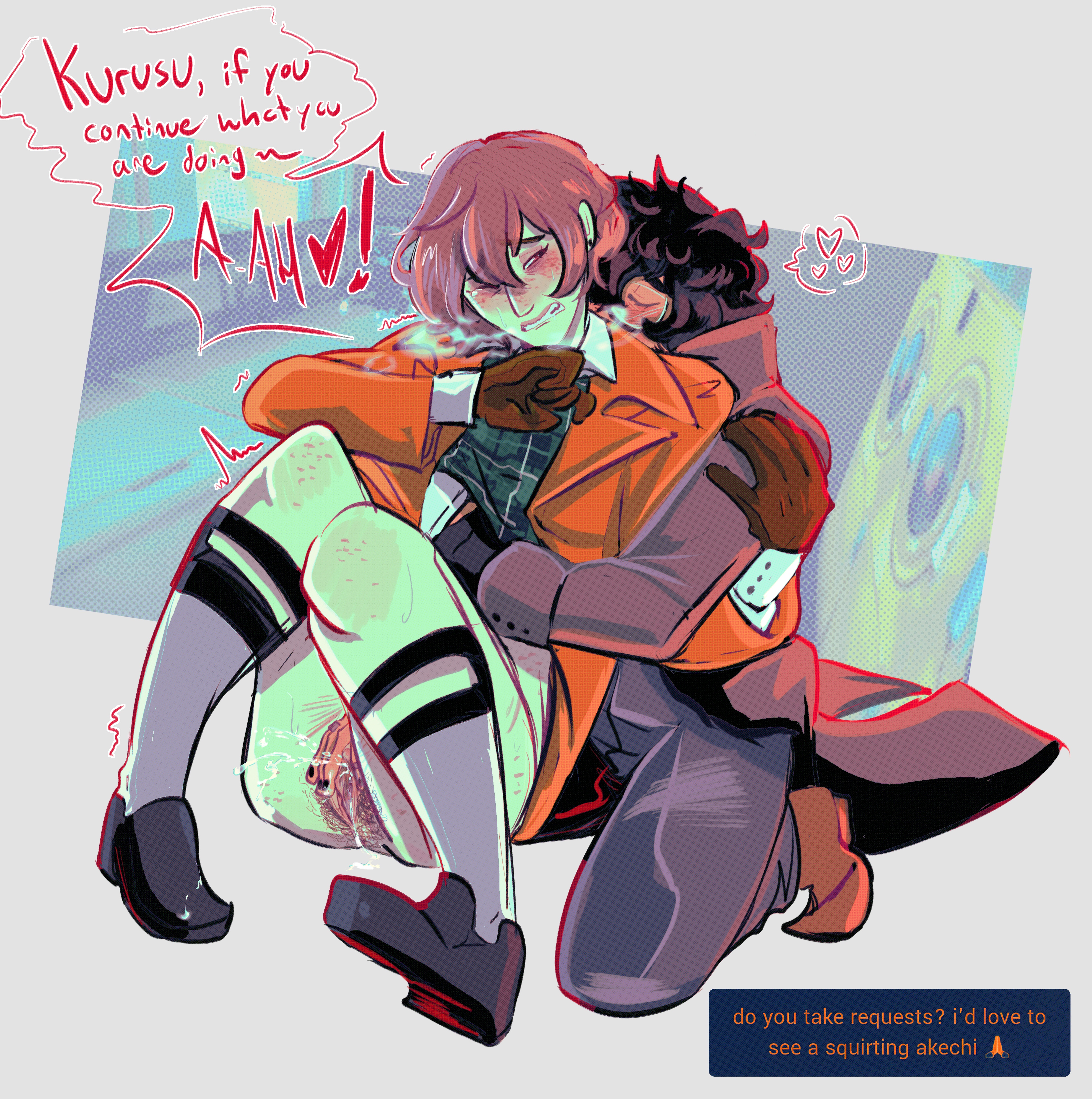 akira kurusu, clothed, cuntboy, fingering, goro akechi, intersex, joker (persona), liveleaksakc, persona, persona 5, persona 5 royal, public, ren amamiya, self harm scars, squirting, transmasc