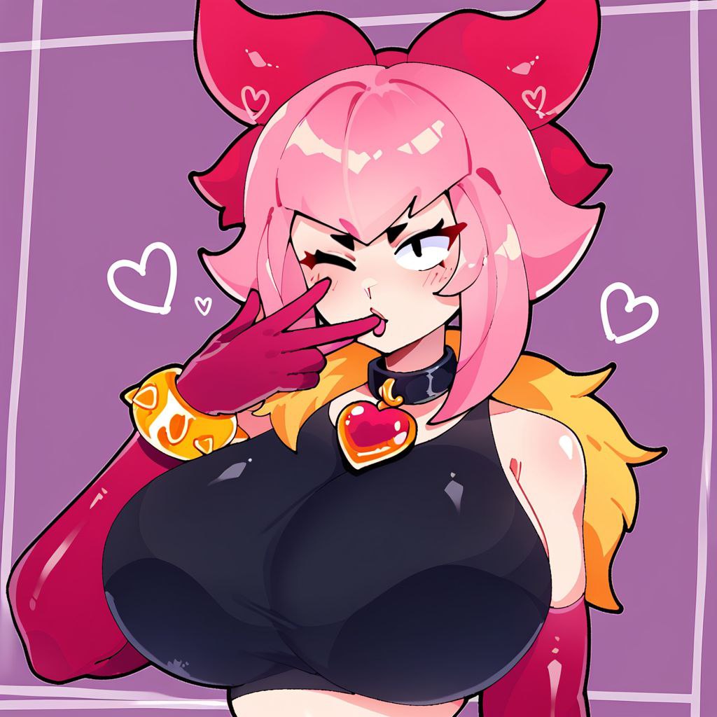ai generated, brawl stars, cute face, female, melodie (brawl stars), pink hair, sexy