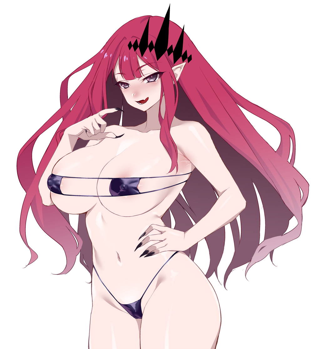 1girls bangs bare_shoulders barely_clothed belly_button big_breasts bikini black_bikini blush breasts busty cleavage collarbone color colored eyebrows_visible_through_hair eyepatch_bikini fairy_knight_tristan_(fate) fate/grand_order fate_(series) female female_focus female_only female_solo grey_eyes hand_on_hip large_breasts long_fingernails long_hair looking_at_viewer micro_bikini namidame navel only_female open_mouth pale pale-skinned_female pale_skin pink_hair pointy_ears sharp_fingernails sidelocks simple_background smile solid_color_background solo solo_focus swimsuit thighs tiara white_background