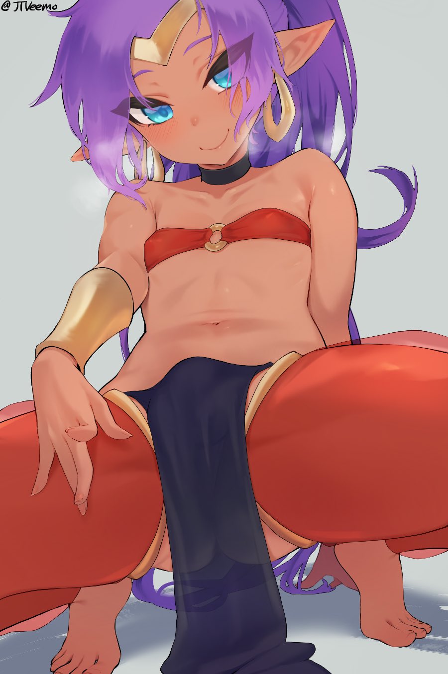 1boy, balls, bulge, dark-skinned femboy, dark-skinned male, femboy, jtveemo, male, male only, male shantae, penis, rule 63, shantae, shantae (character), testicles