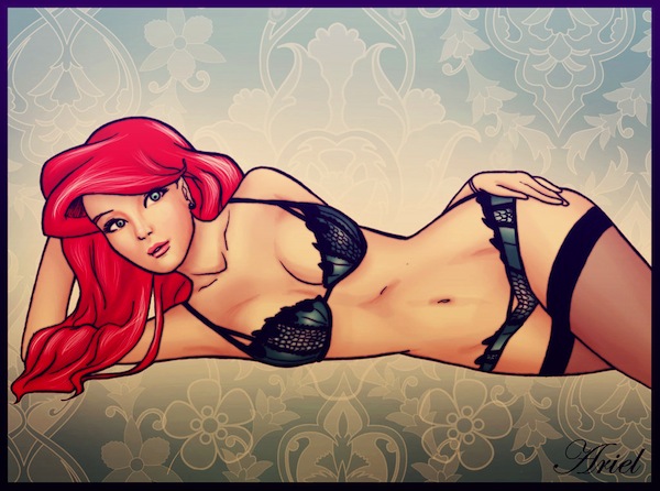 ariel, biaani, color, disney, female, female only, human, lingerie, princess, red hair, solo, the little mermaid