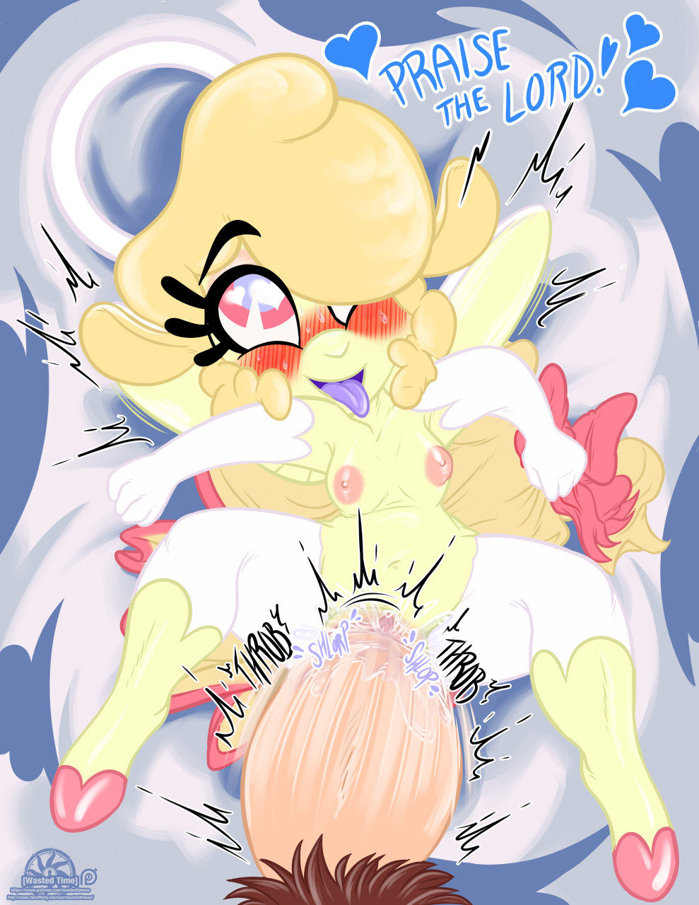 1boy 1girls ahe_gao angel anthro blonde_hair blush breasts cherub cloud cum cum_inside eyebrows eyelashes female fingers half-closed_eyes helluva_boss keenie looking_up nipples penis sheep sky spread_pussy spreading unseen_male_face vivienne_medrano wastedtimeee yellow_body