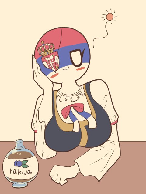 big_breasts blushing clothing cocomooooochi countryhumans countryhumans_girl folk_clothing ribbon serbia serbia_(countryhumans) serbian_flag