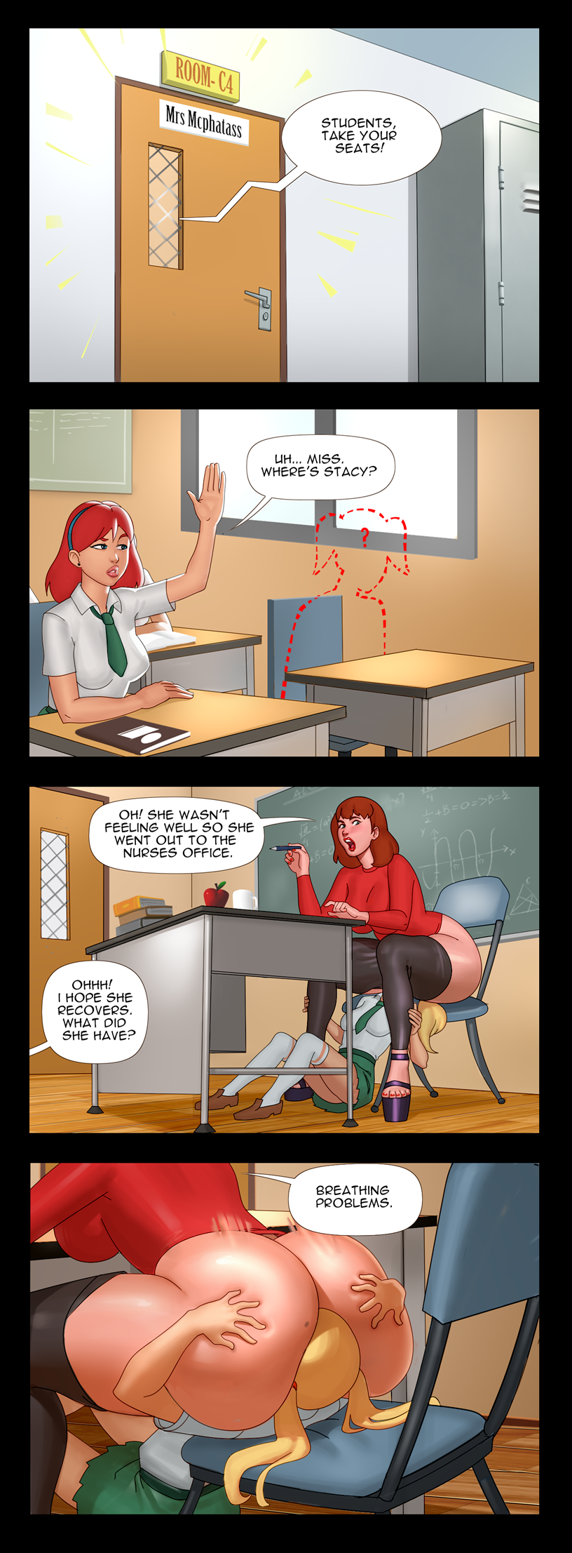 3girls age_difference anilingus ass ass_clap ass_grab ass_on_face ass_smack big_ass big_breasts classroom clothed clothed_female clothing comic eating_ass face_in_ass facesitting high_heels huge_ass huge_breasts larger_female milf mrs_mcphatass multiple_girls no_panties painted_nails painted_toenails public rimjob rimming school school_uniform schoolgirl skirt stealth_oral stealth_sex stockings student teacher teacher_and_student teenager text thick_thighs thighhighs under_the_table whargleblargle yuri