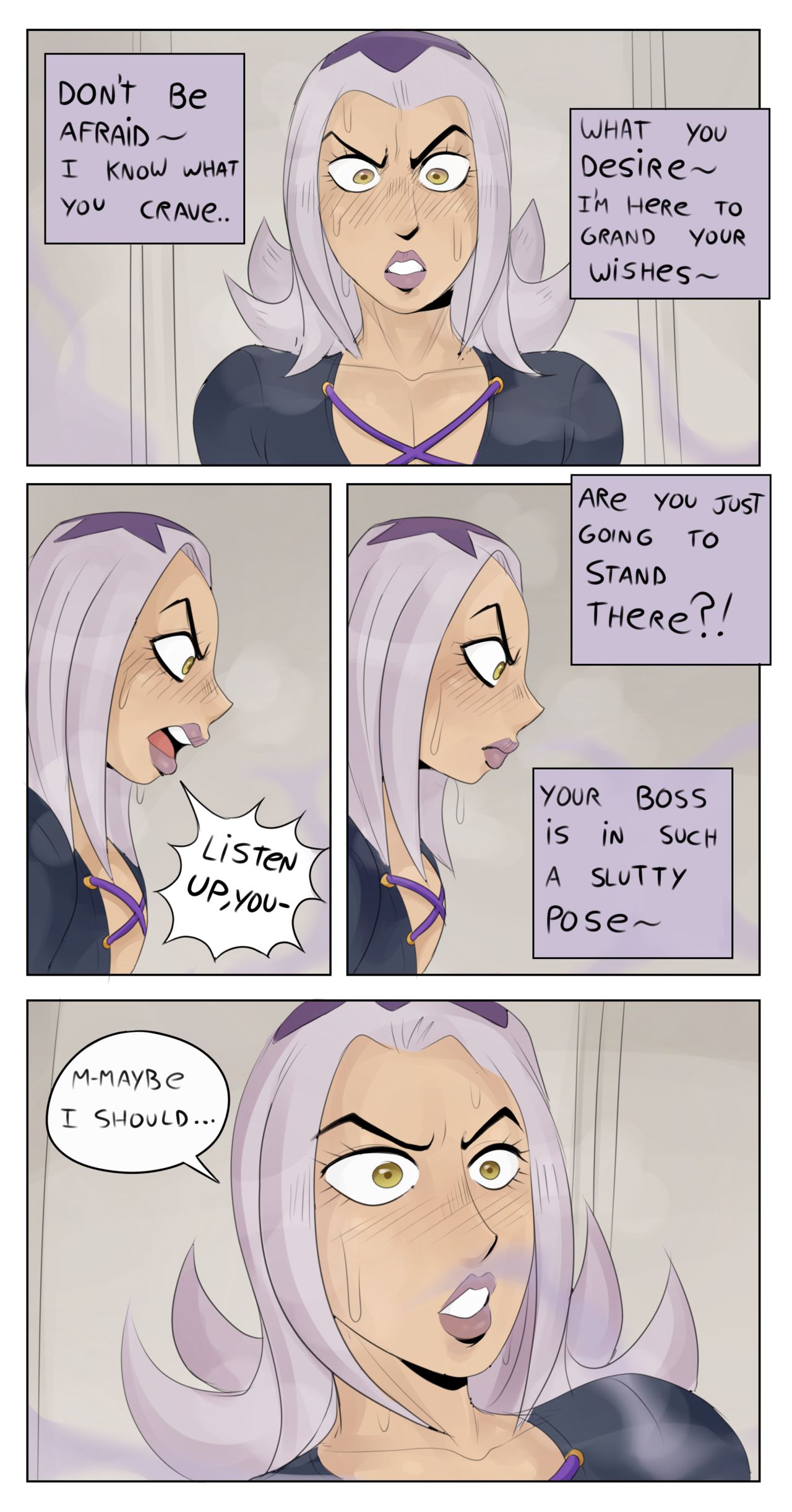 1boy, angry, ass, big ass, big butt, blush, bodysuit, bruno buccellati, clothed, clothing, comic, detnox, eyelashes, femboy, gay, girly, jojo's bizarre adventure, leone abbacchio, lipstick, long hair, male, male focus, male only, partially clothed, purple lipstick, seductive, simple background, sweat, tagme, thick thighs, vento aureo, white hair, wide hips, yaoi, yellow eyes