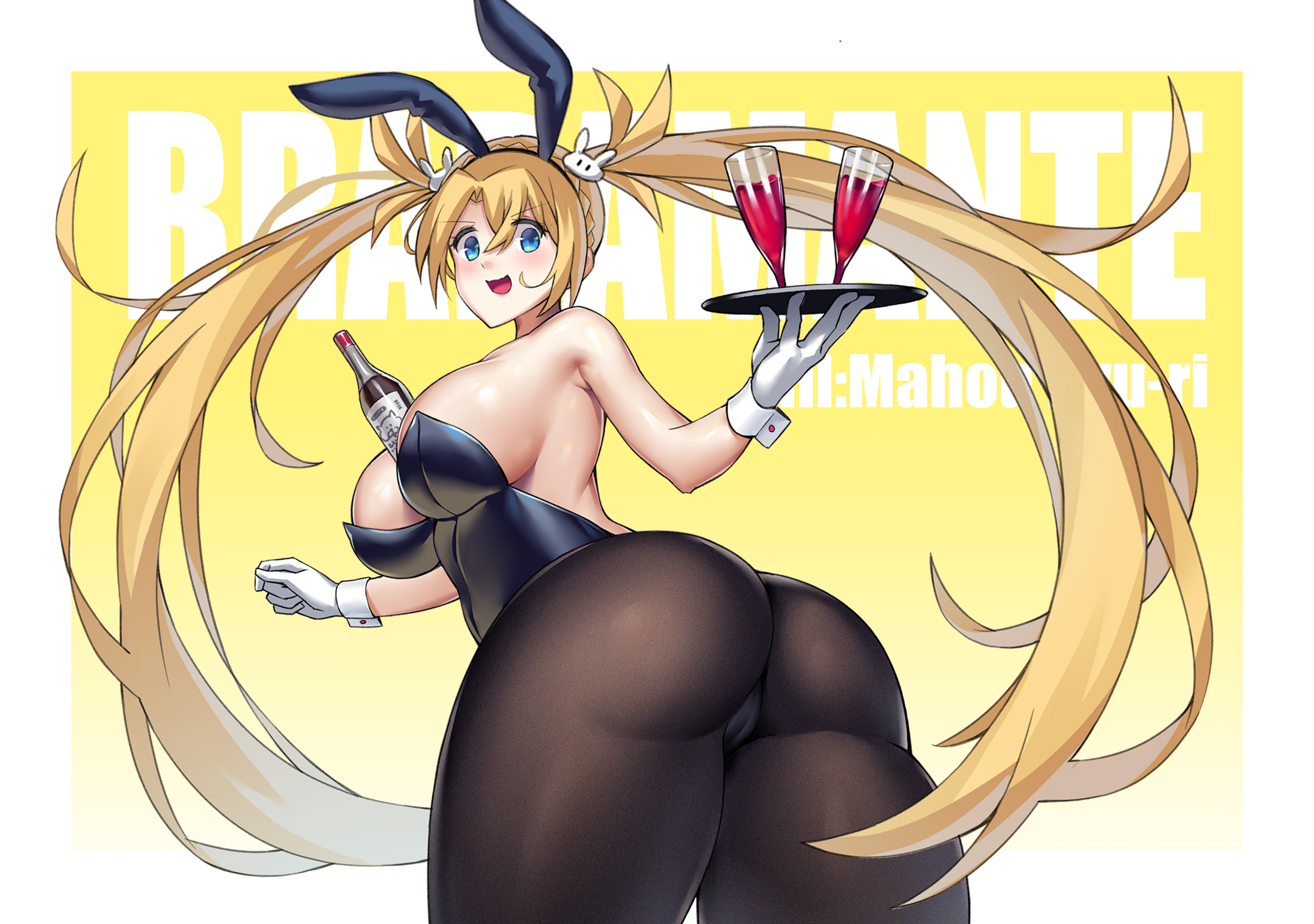 1girls, ass, big ass, blonde hair, blue eyes, bradamante (fate), breasts, bunny ears, fate (series), fate/grand order, female, female only, gloves, large breasts, leotard, mahou kyuuri, pantyhose, solo, thick, thick ass, thick thighs, twintails, voluptuous, wide hips