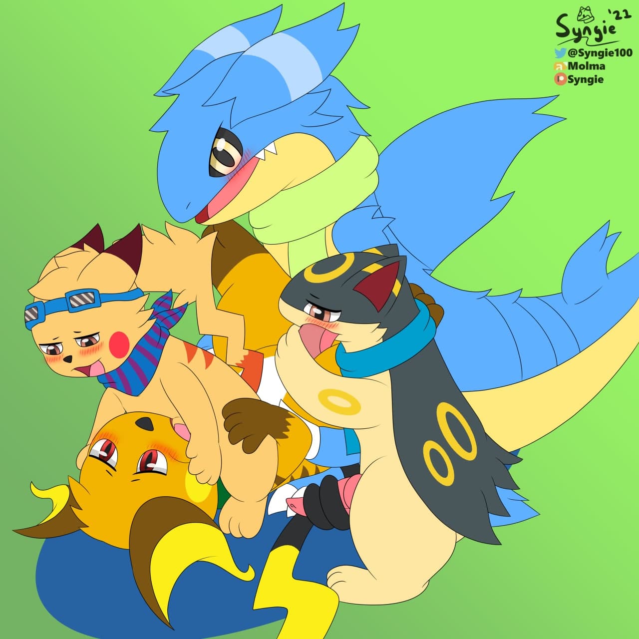 anthro fangs_(sparkychu) feral furry gabite group group_sex hi_res male male/male nintendo oral oral_penetration orgy penetration pikachu pokémon_(species) pokemon pokemon_(species) quilava raichu sex sparkychu syngie_(artist) video_games zarro