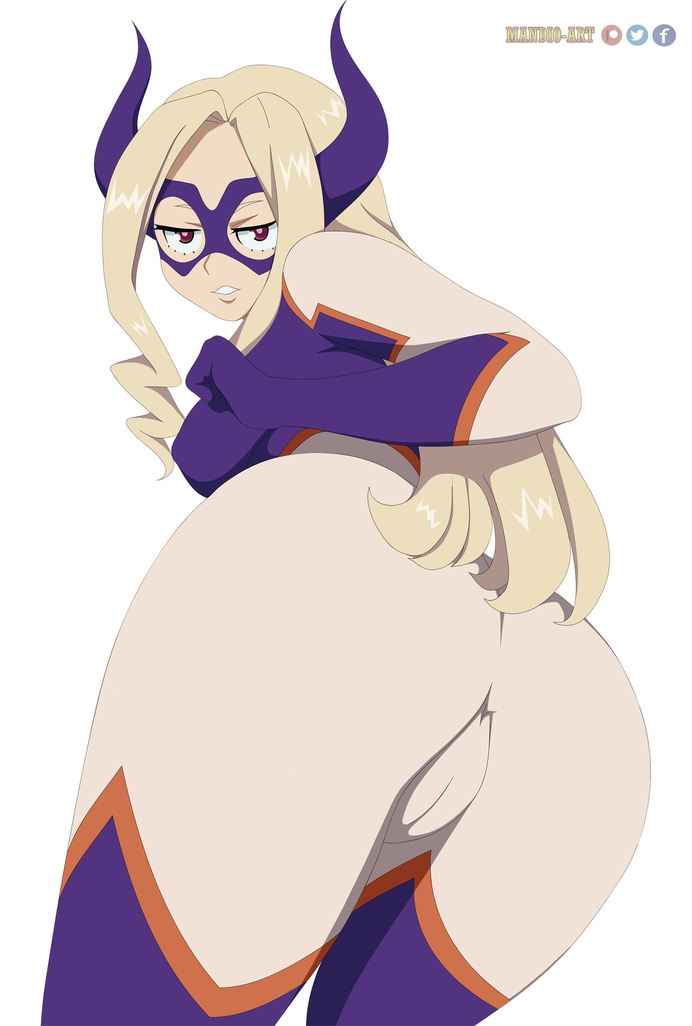 1girls, adult, anus outline, ass, blonde hair, blonde-haired female, cameltoe, close-up, clothed, commission, female, female only, fully clothed, large ass, long hair, looking at viewer, magenta eyes, mandio art, mask, mount lady, my hero academia, parted lips, plain background, presenting, presenting hindquarters, pussy, pussy visible through clothes, solo, solo female, standing, teasing, thick ass, thigh gap, thighs, tight clothing, watermark, white background, yuu takeyama